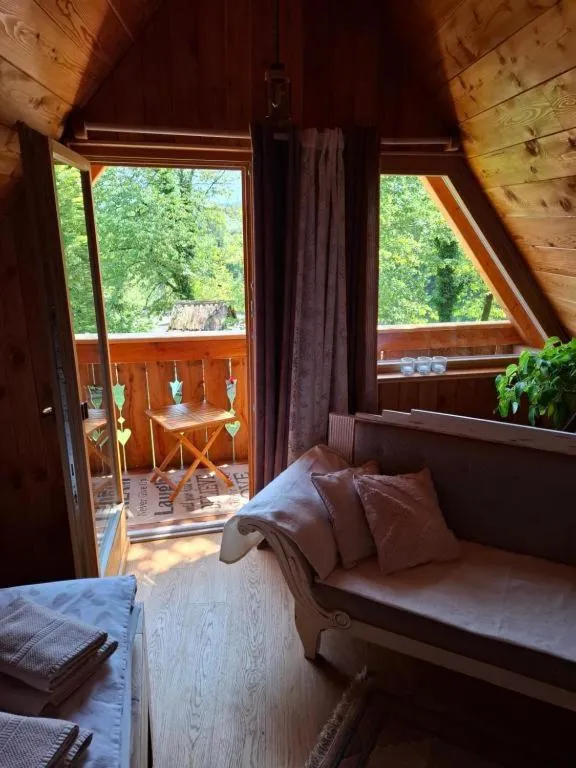 Balcony/Terrace, Bed in Glamping Savinja
