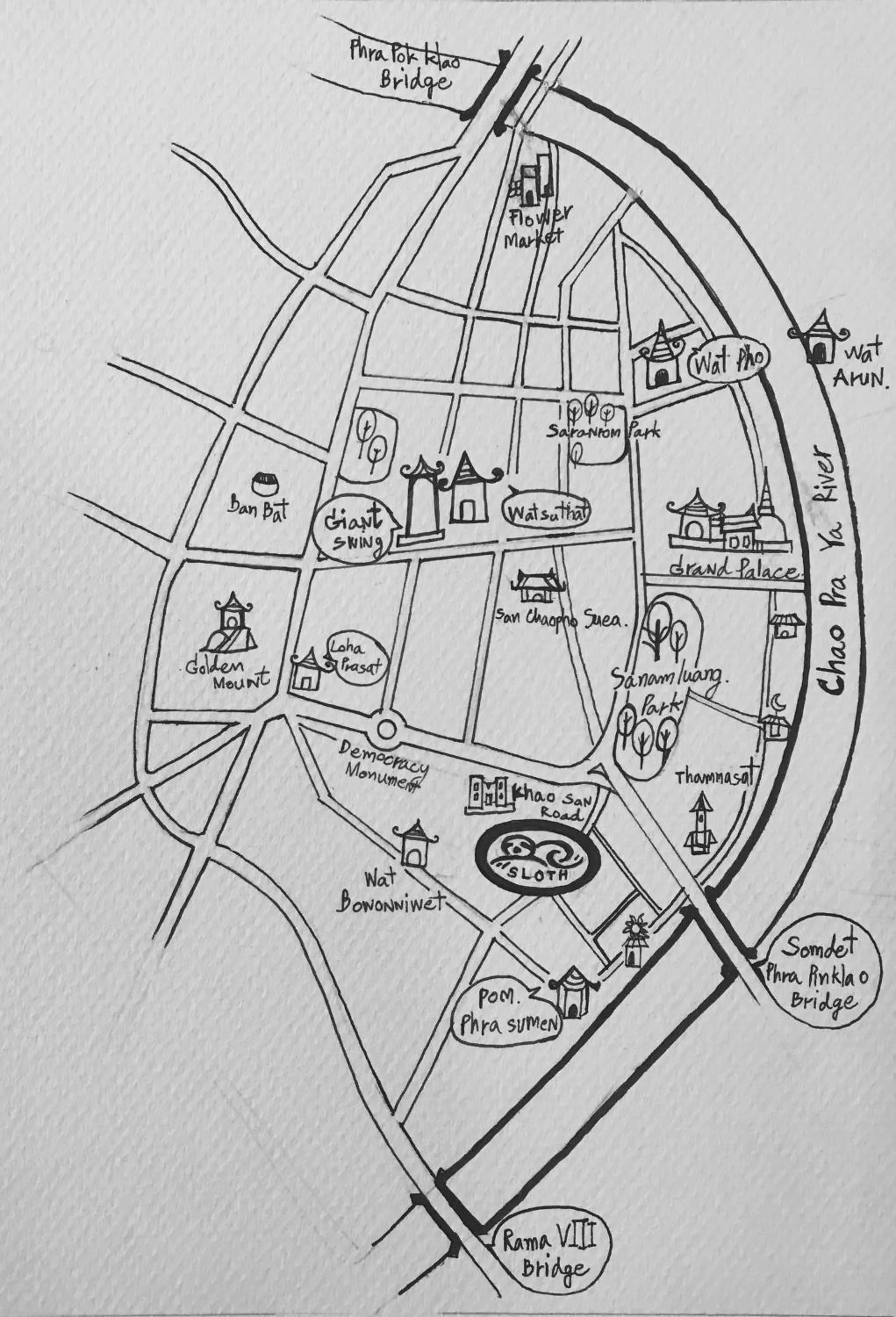 Decorative detail in Sloth Hostel Khaosan