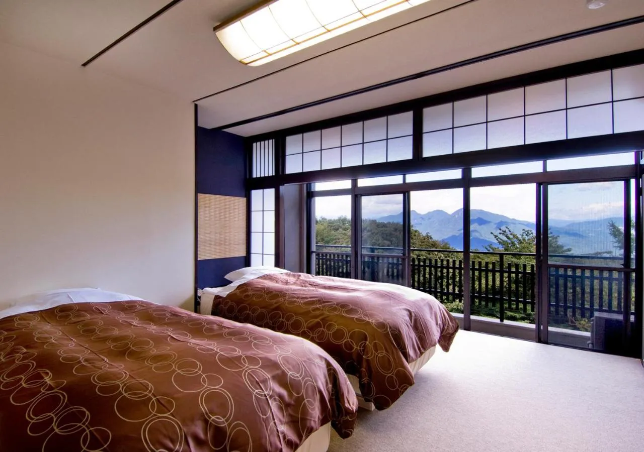 Mountain view, Bed in Ikaho Syusuien