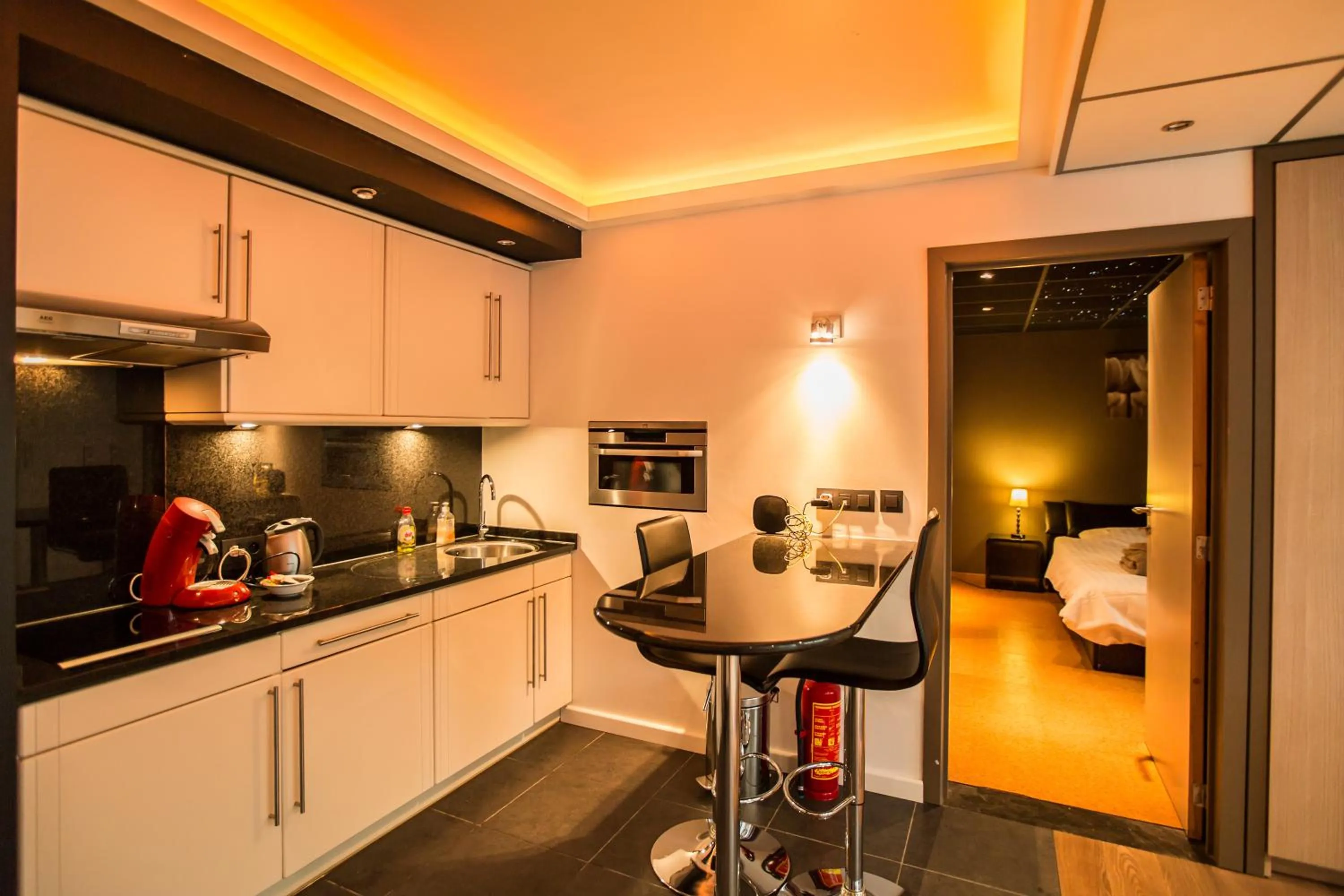 Kitchen or kitchenette in Wellness Hasselt B&B