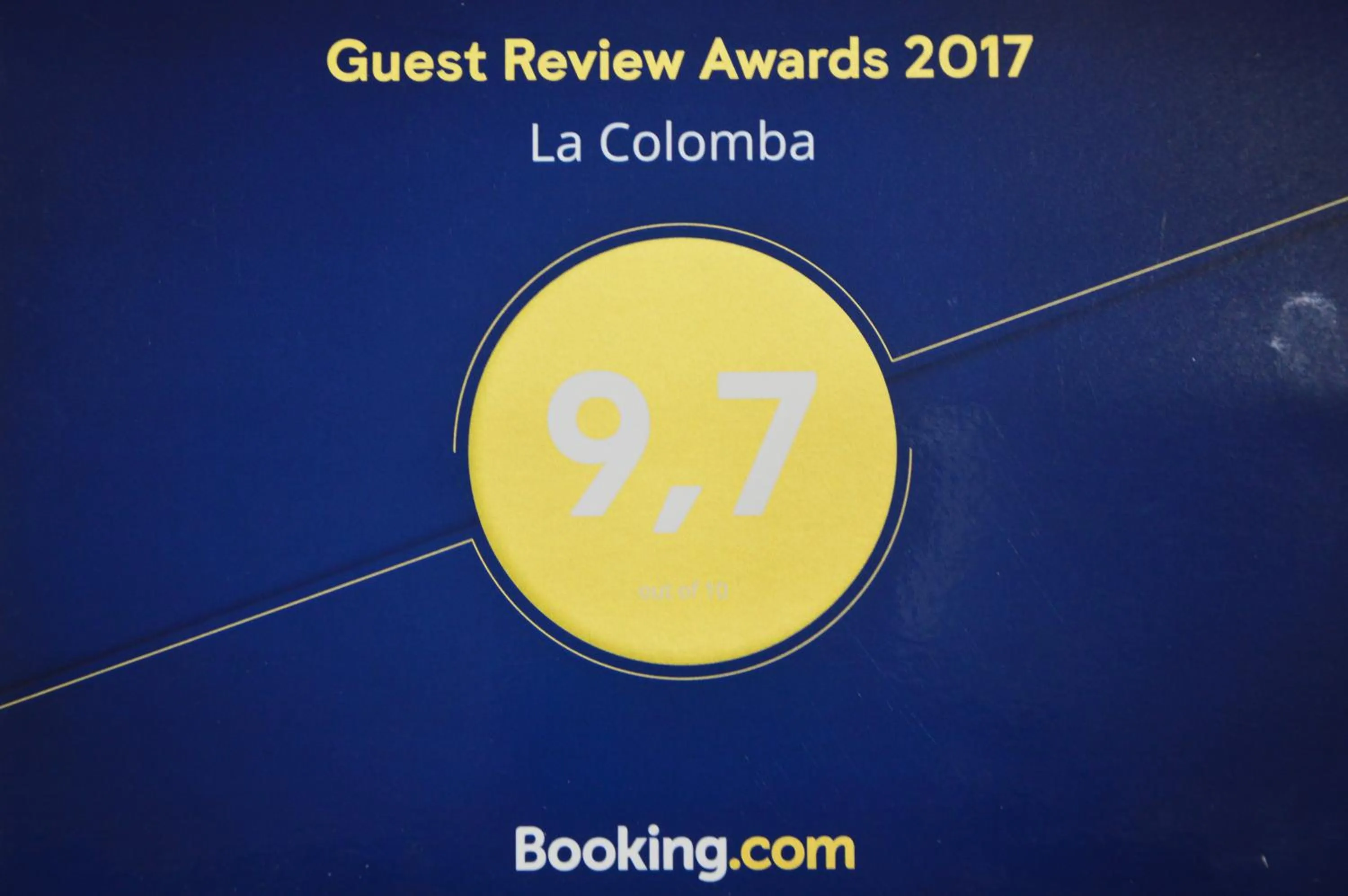 Certificate/Award in B&B La Colomba