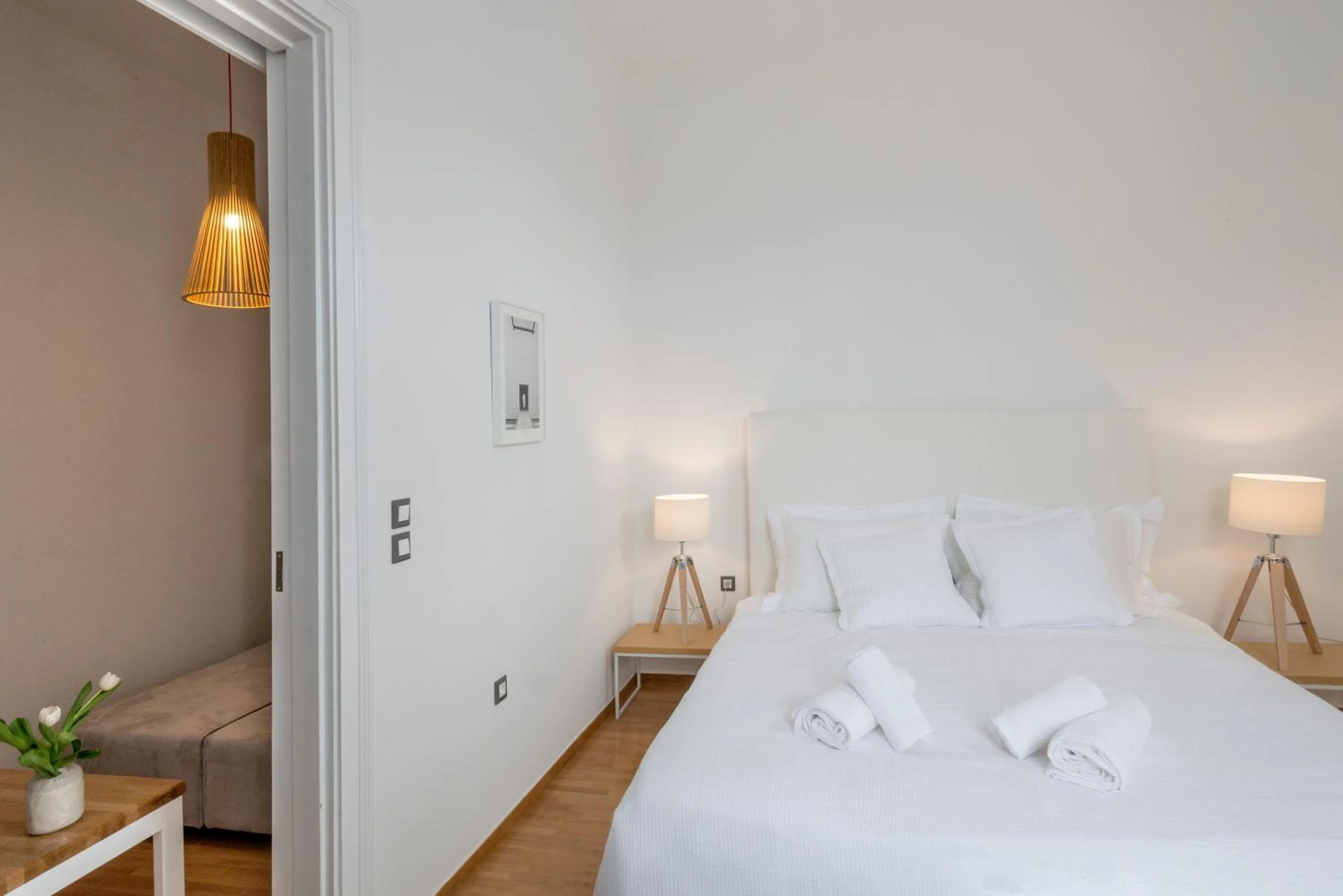 Living room, Bed in Athens Residence Apartments