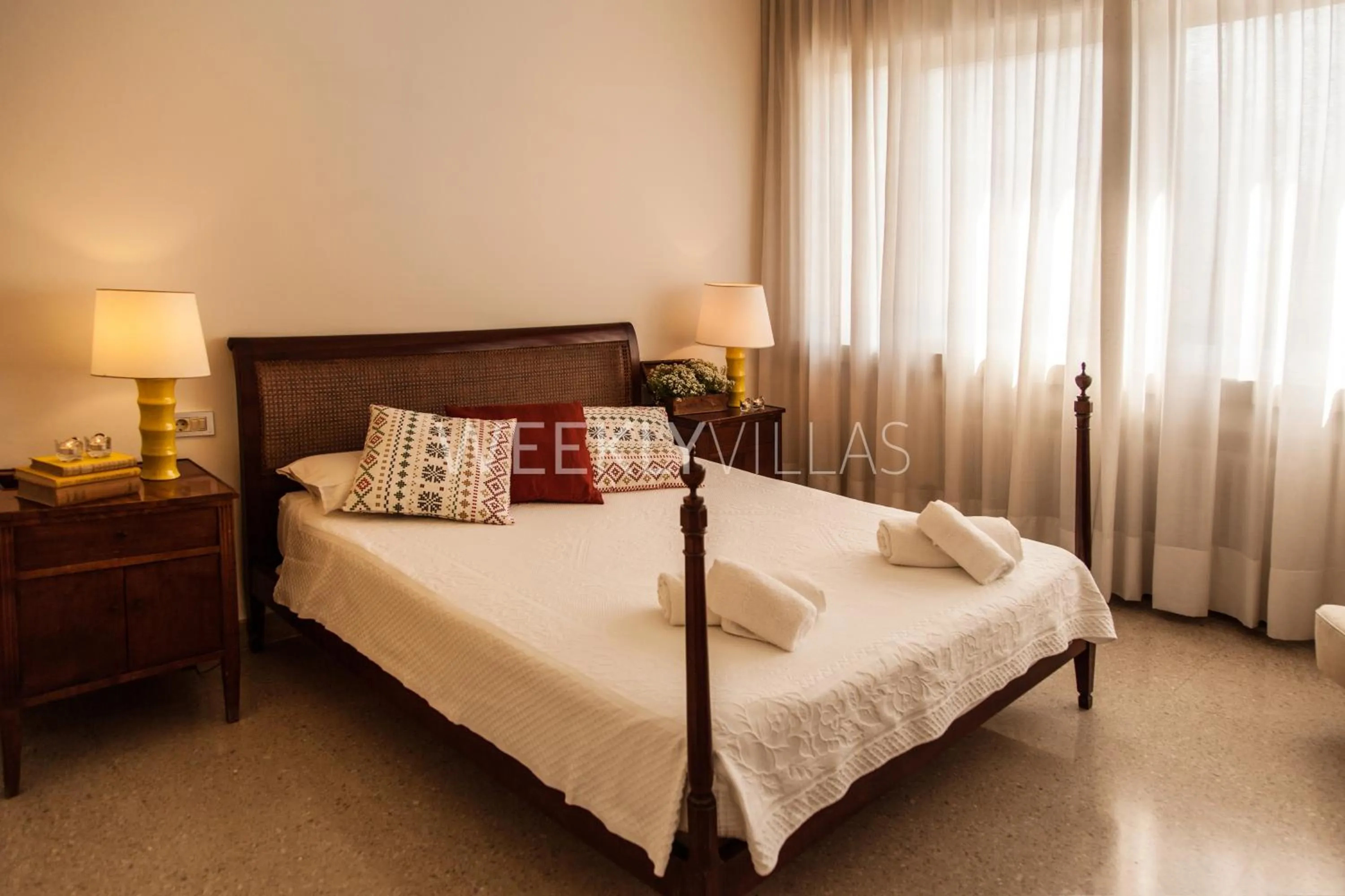 Bedroom, Bed in Villa Sitges Tupinetti Beach at 1 min walk Amaizing Garden and View Center Sitges 5 minutes walk NO NEED CAR