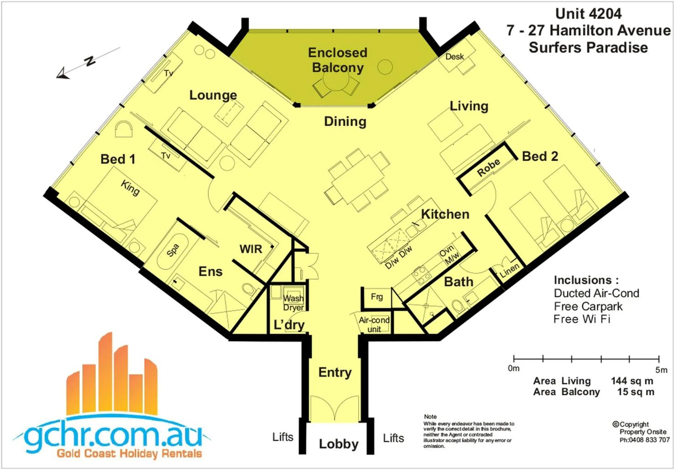 Floor plan in HR Surfers Paradise - Apartment 4204