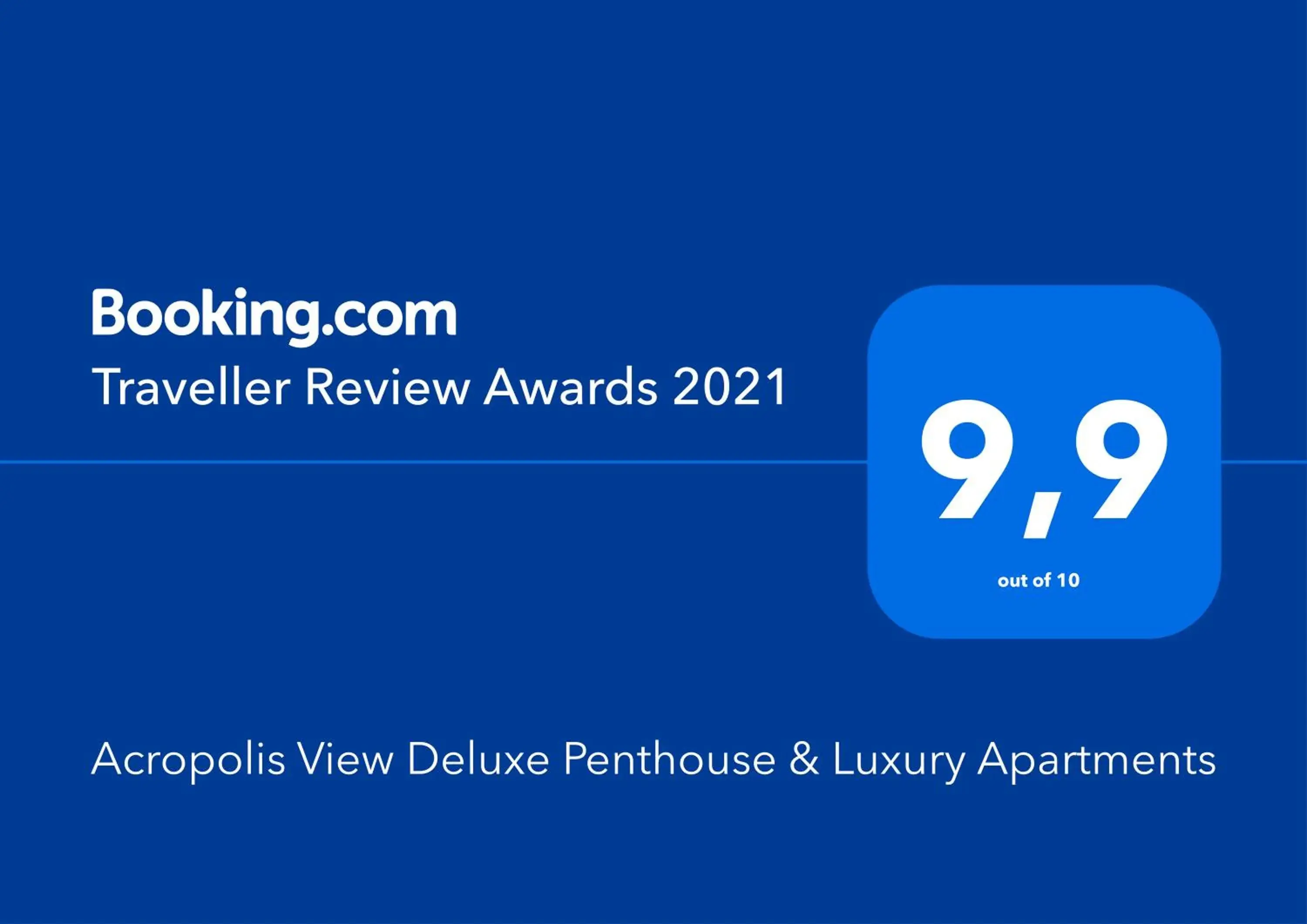 Certificate/Award in Acropolis View Deluxe Penthouse & Luxury Apartments Certificate/Award in Acropolis View Deluxe Penthouse & Luxury Apartments