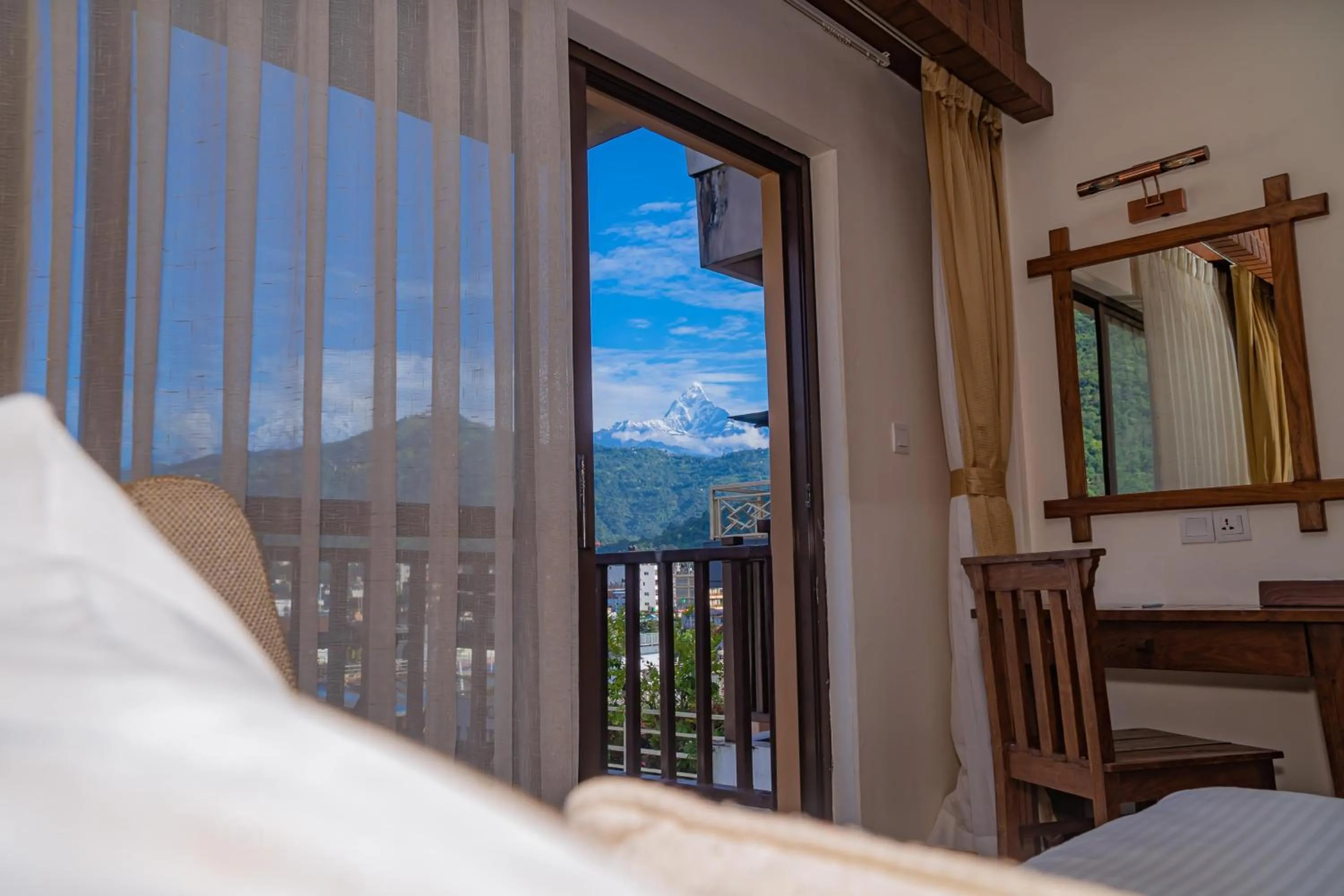 View (from property/room), Bed in Pokhara Batika