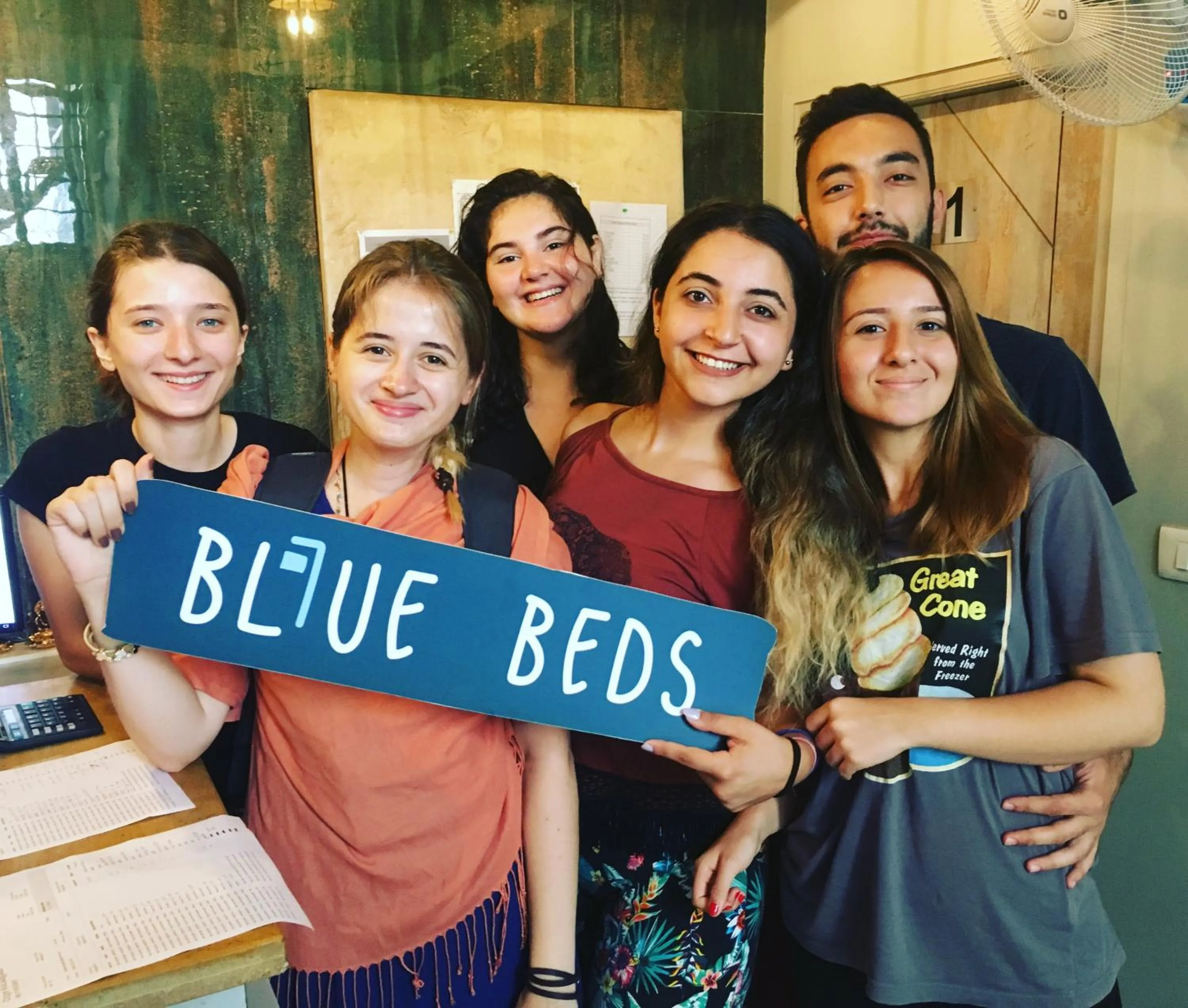 People, Bed in Blue Beds Hostel