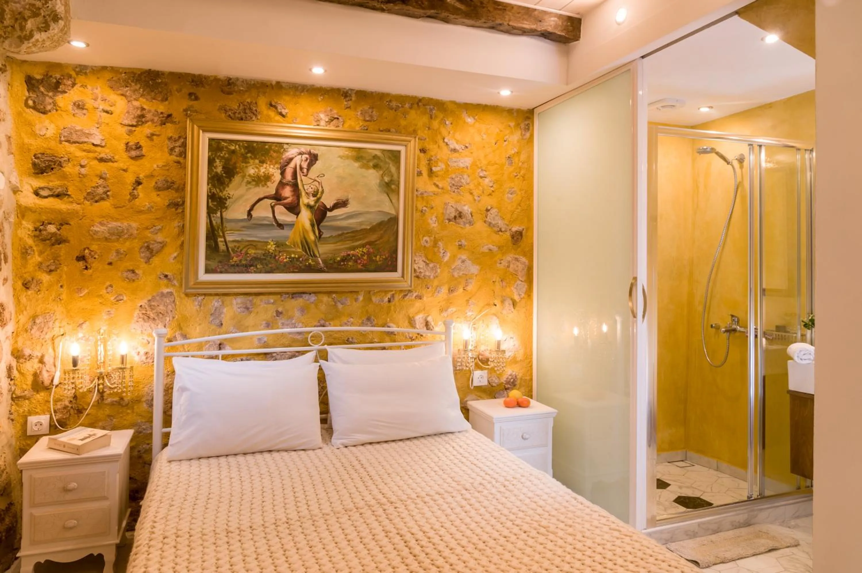 Bed in Hamam Suites Portou