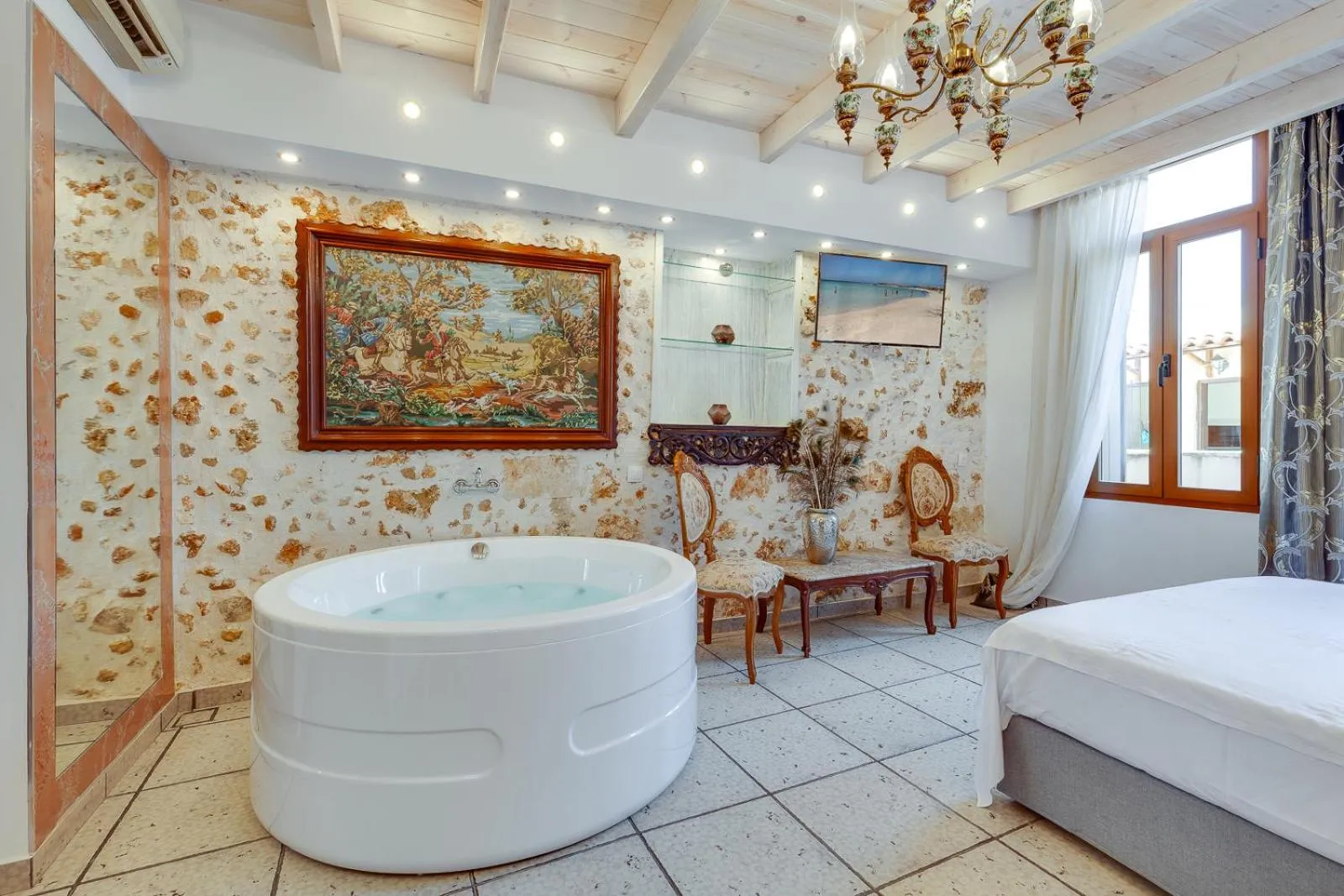 Bed in Hamam Suites Portou