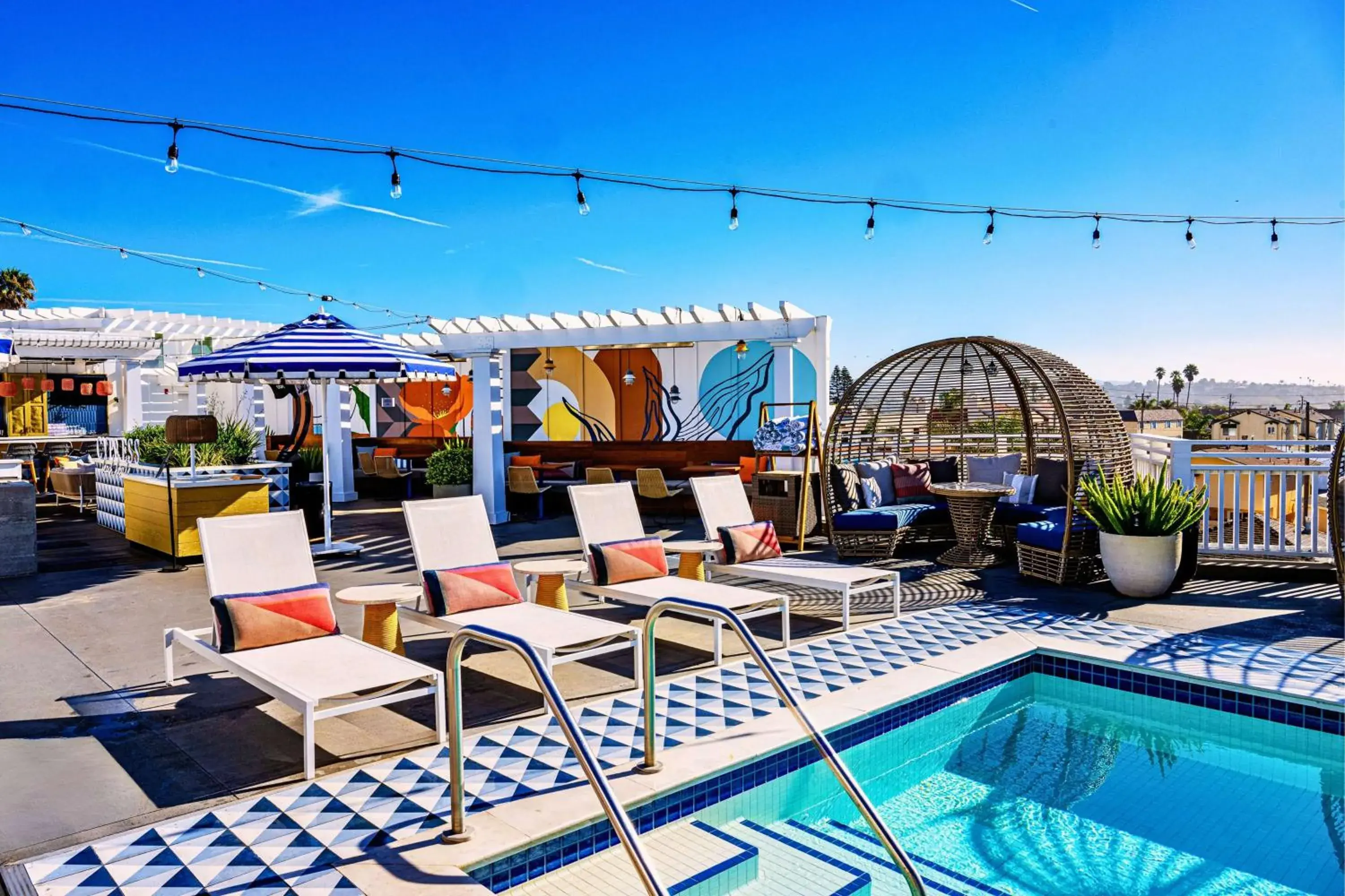 Pool view in Inn at the Pier Pismo Beach, Curio Collection by Hilton Pool view in Inn at the Pier Pismo Beach, Curio Collection by Hilton