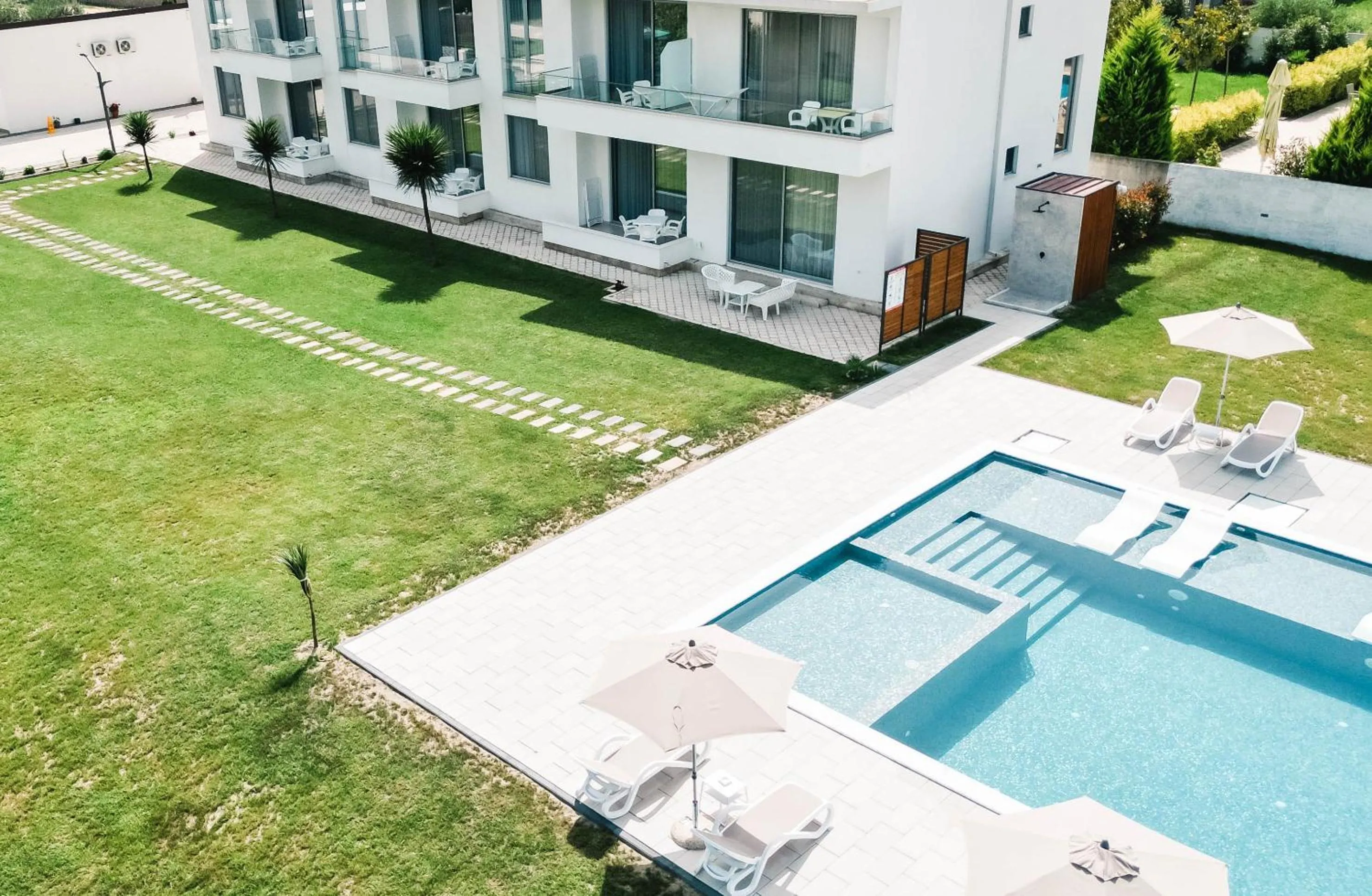 Pool view in Apartments Antique