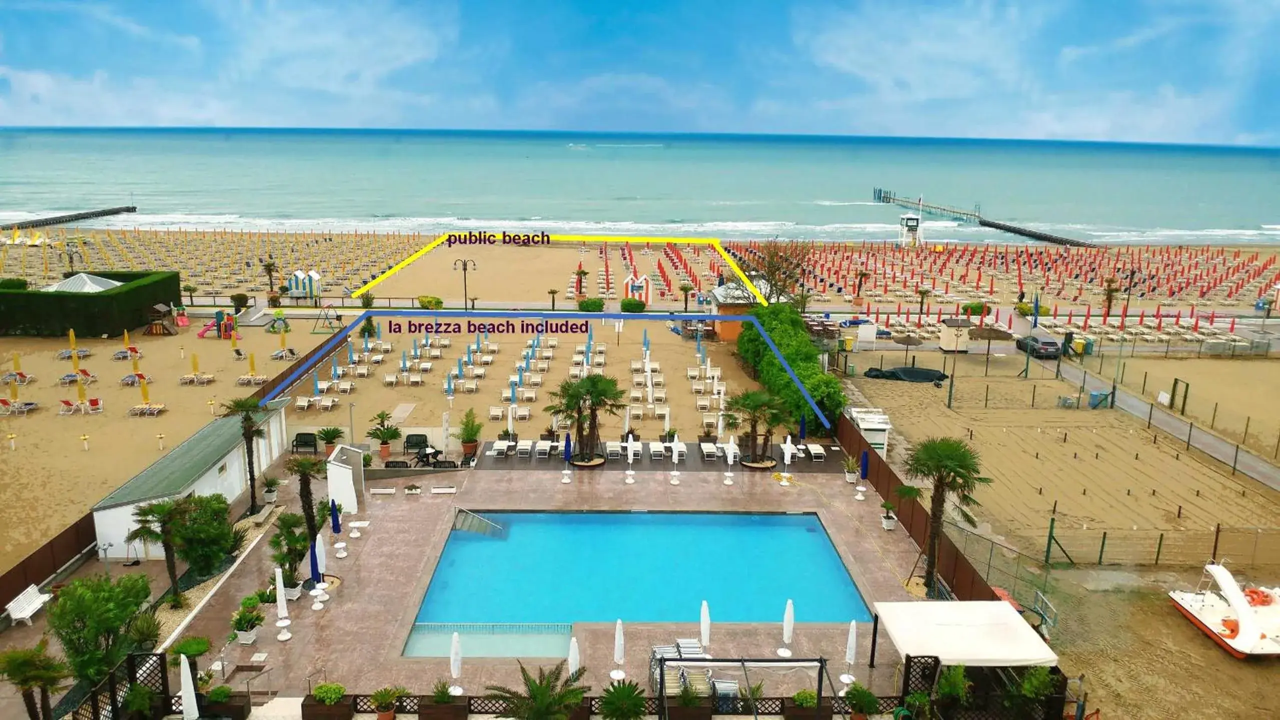 Beach, Pool View in Hotel La Brezza