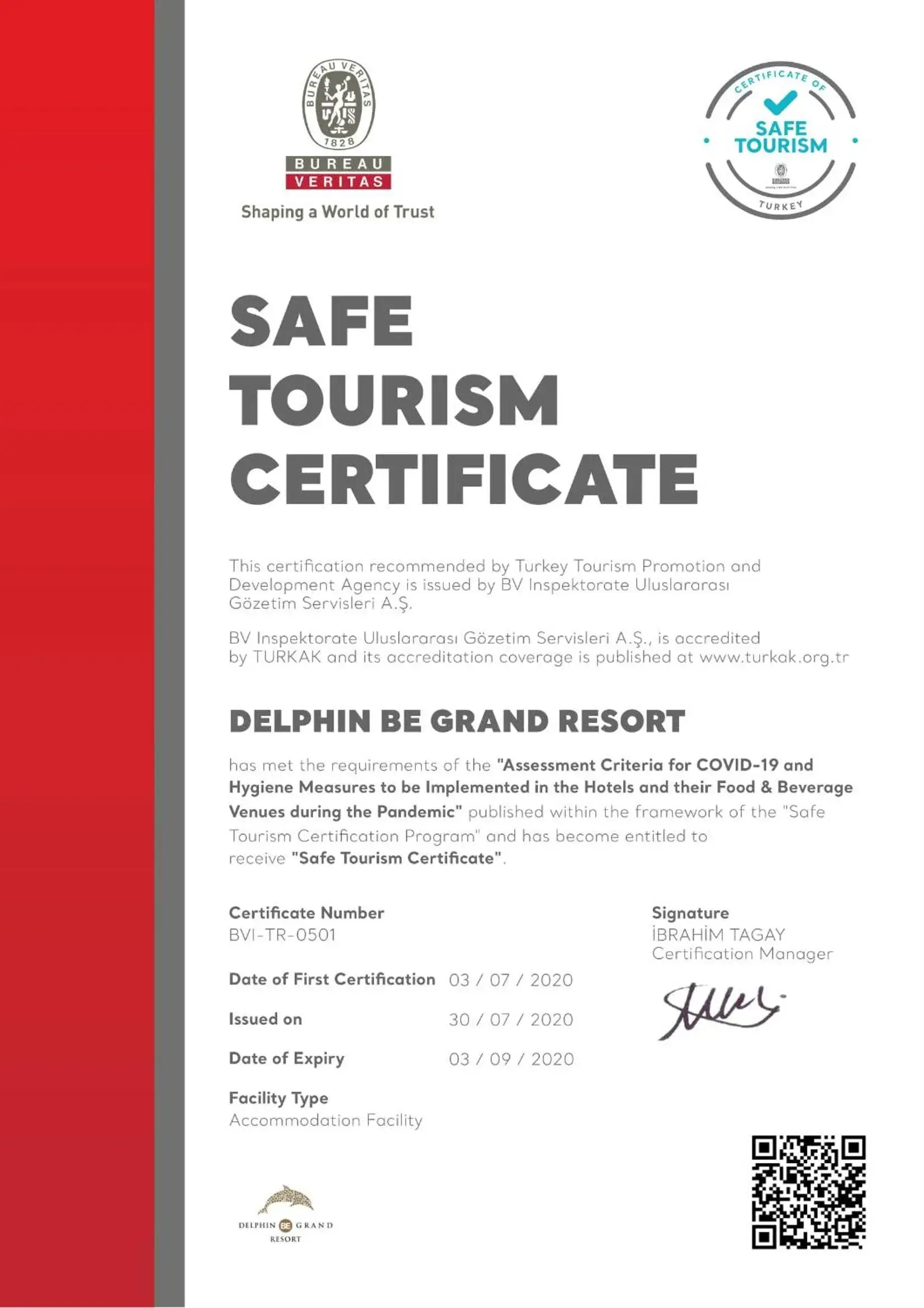 Certificate/Award in Delphin BE Grand Resort