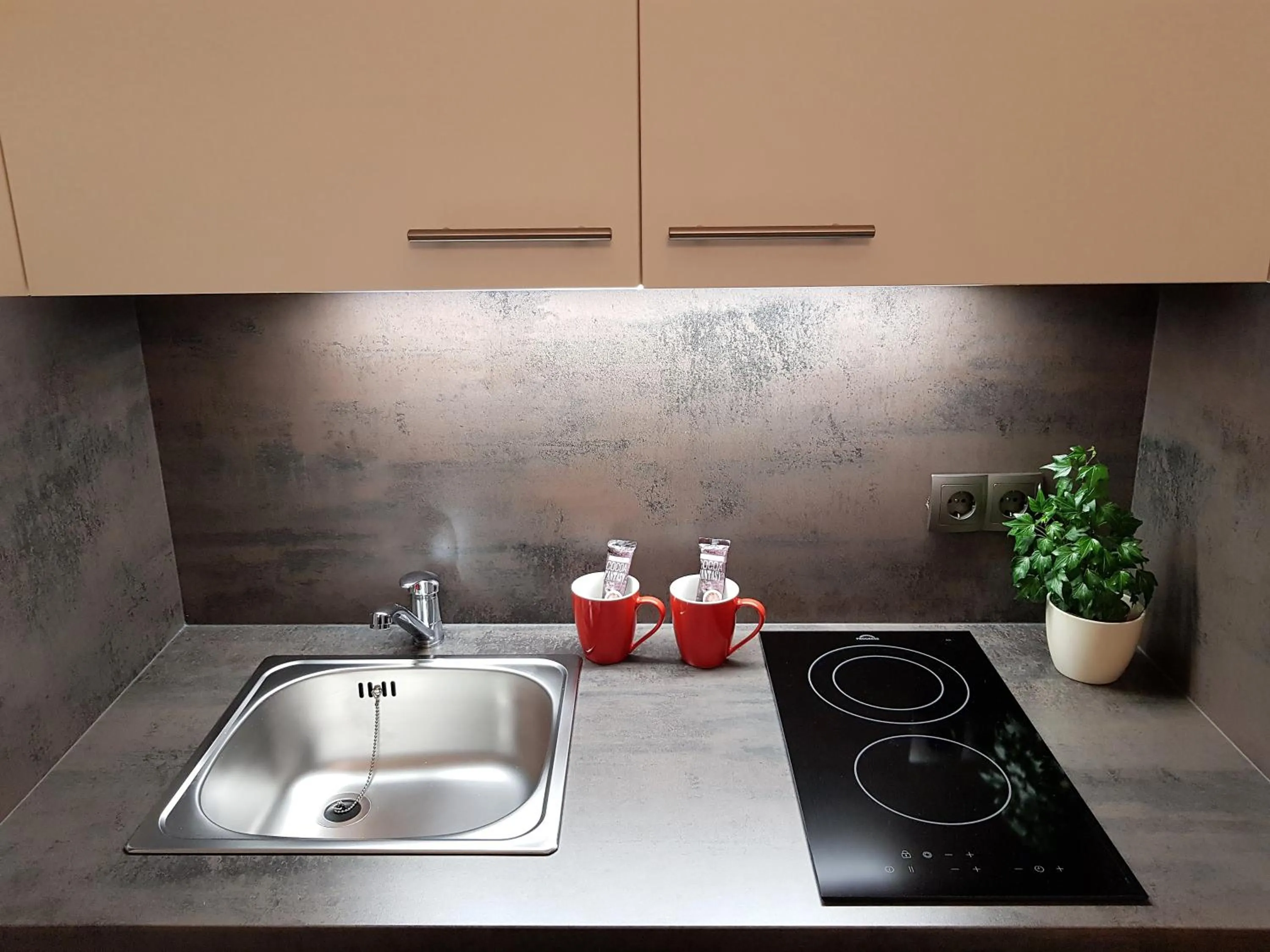 Kitchen or kitchenette in Apparthotel Garni Superior Simsseeblick