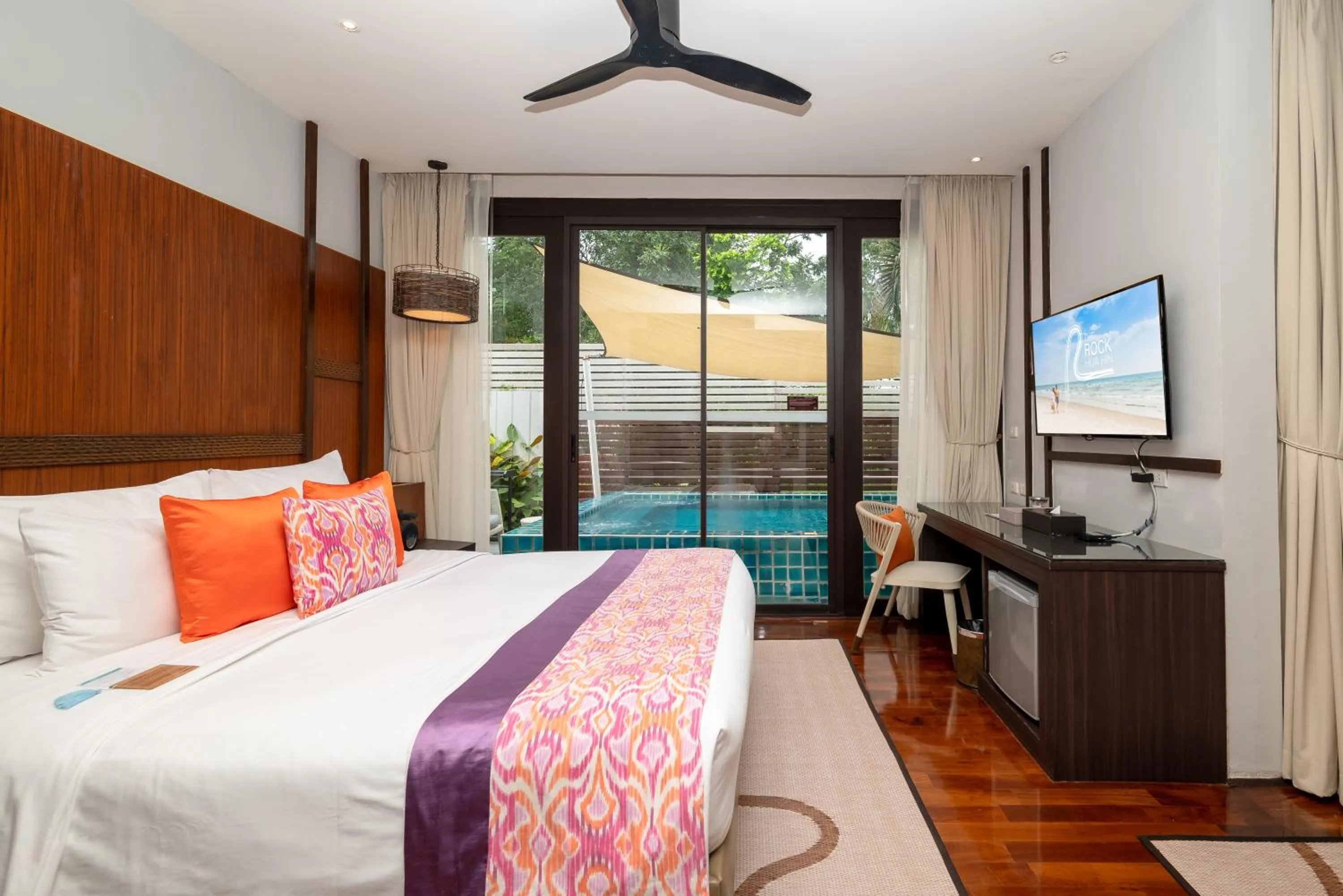 View (from property/room), Bed in The Rock Hua Hin Beachfront Spa Resort