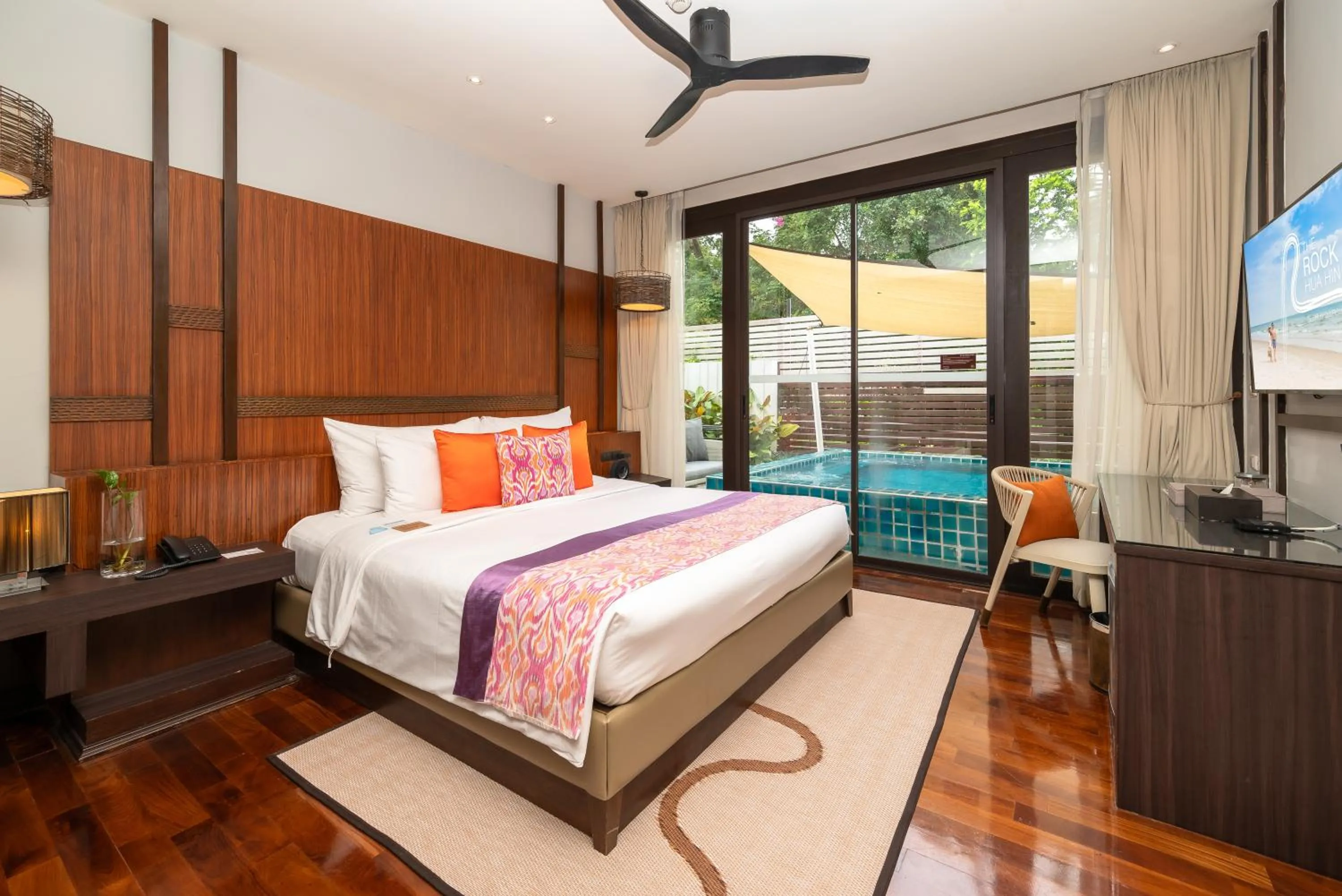 View (from property/room), Bed in The Rock Hua Hin Beachfront Spa Resort