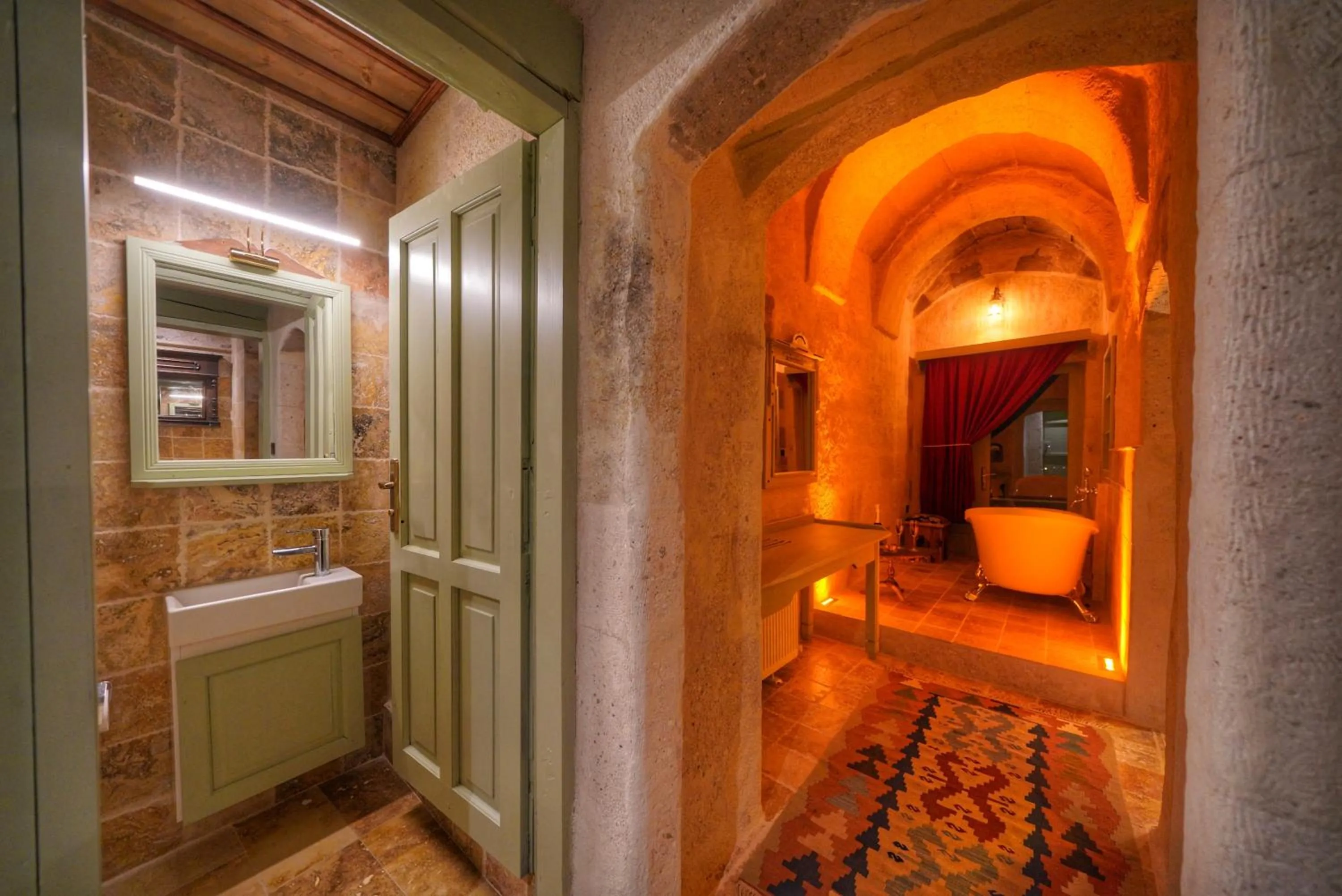 Bathroom in Takaev Cave House