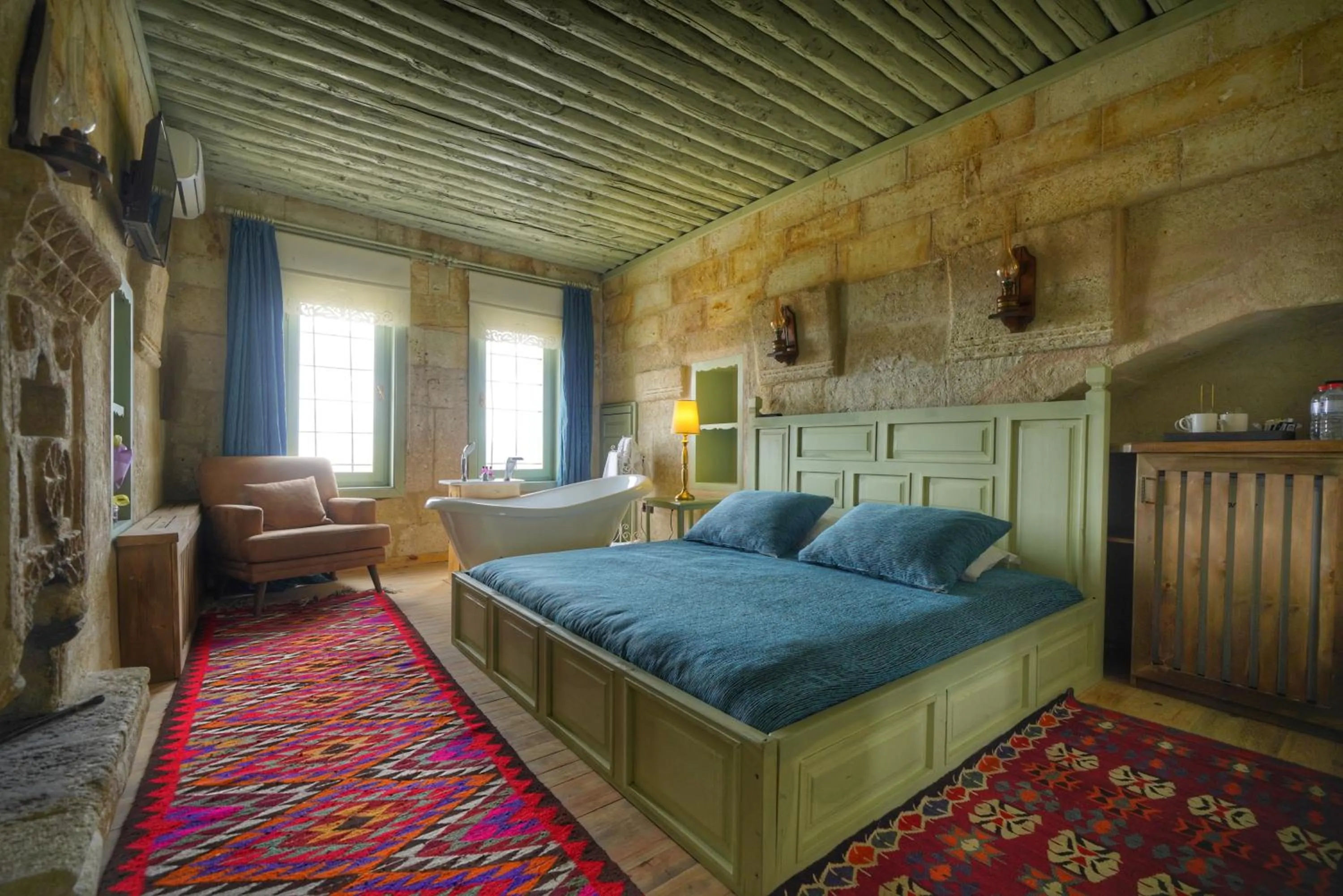 Bed in Takaev Cave House