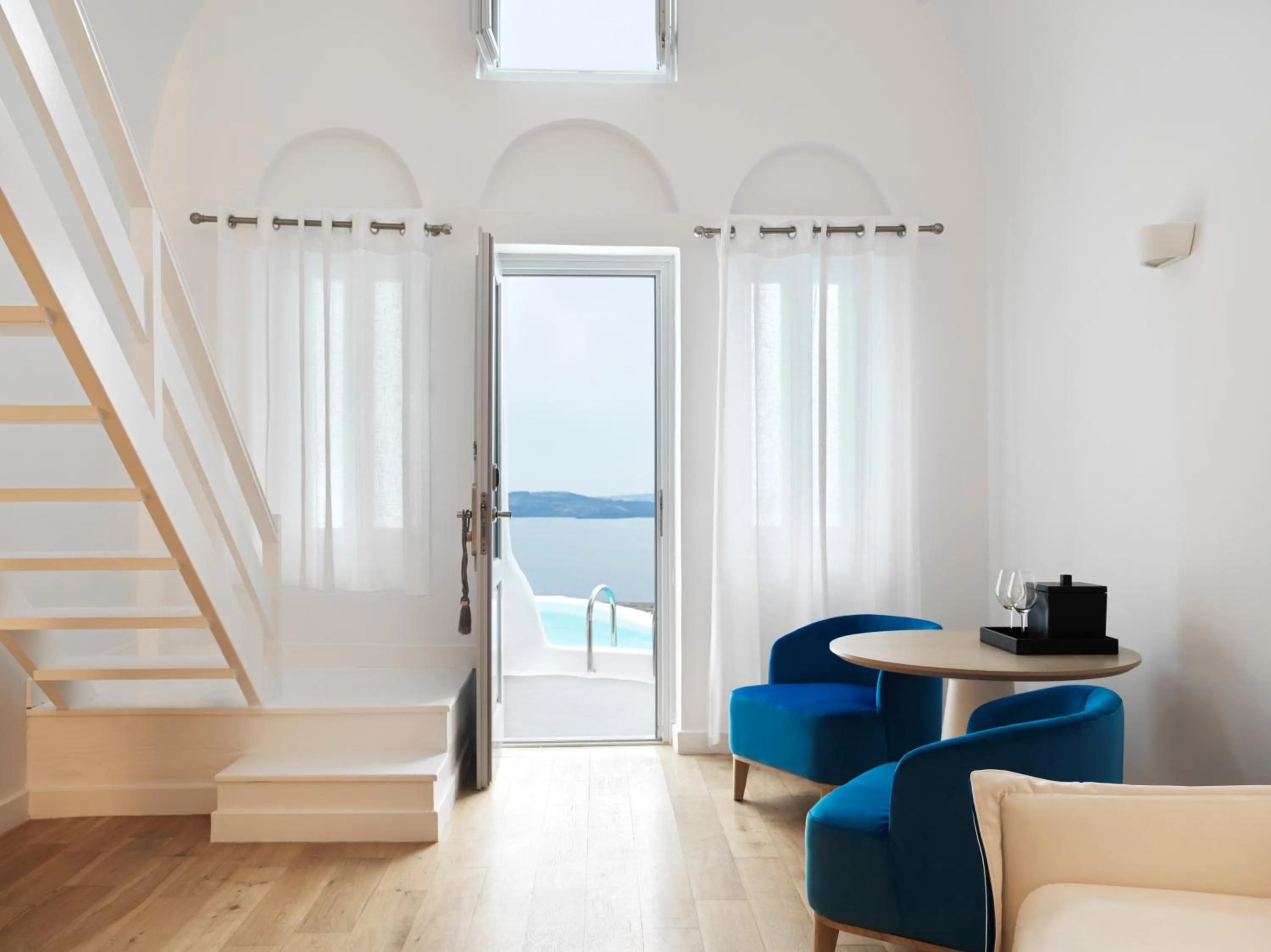 Seating area in Katikies Santorini - The Leading Hotels Of The World