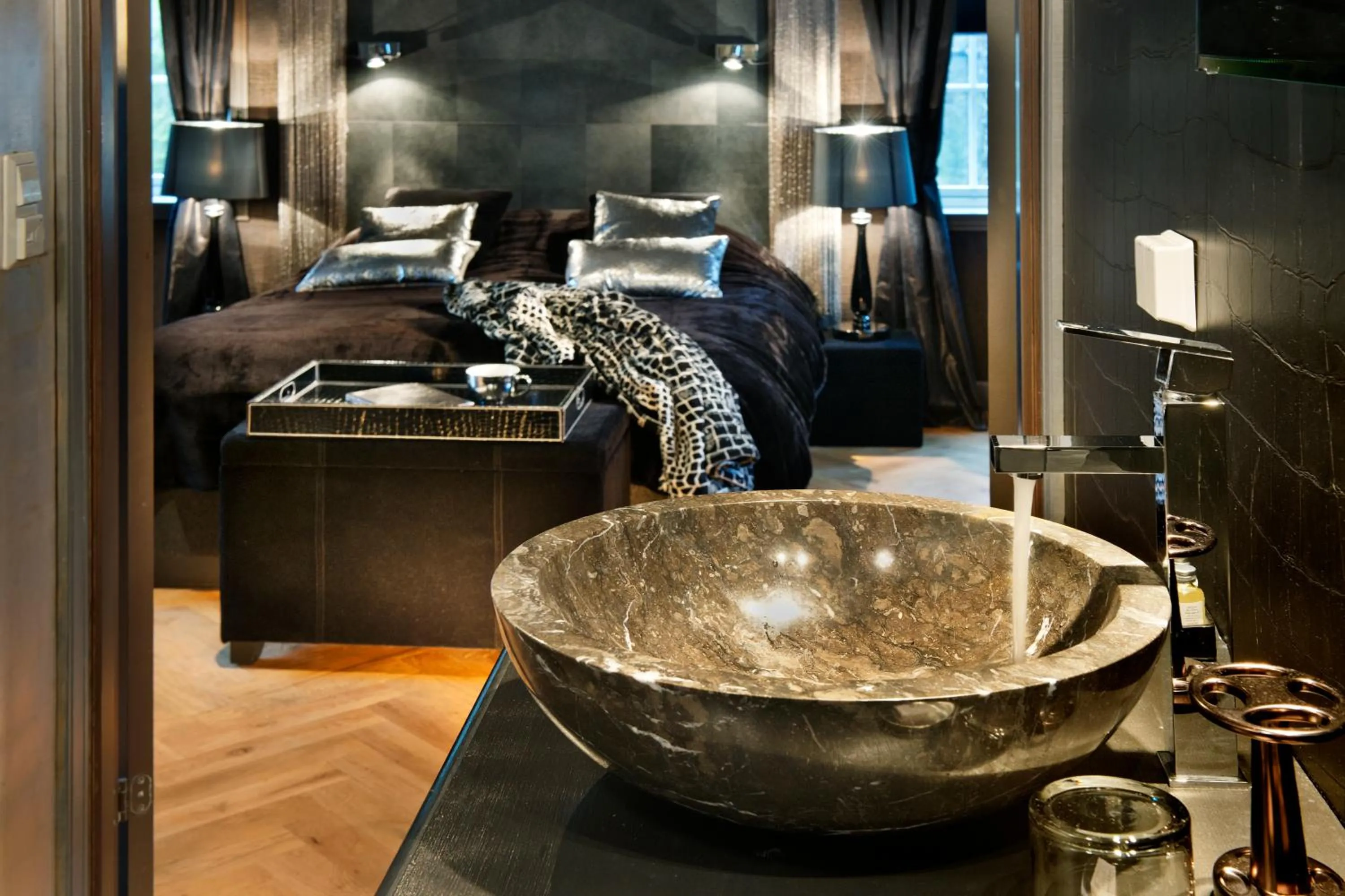 Bathroom, Bed in Herangtunet Boutique hotel