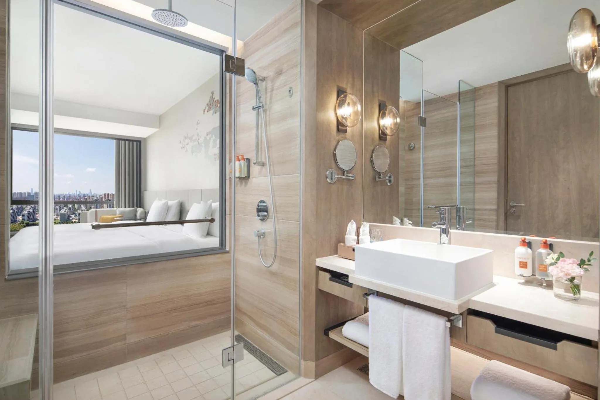 Bathroom in Crowne Plaza Shanghai Jinxiu by IHG