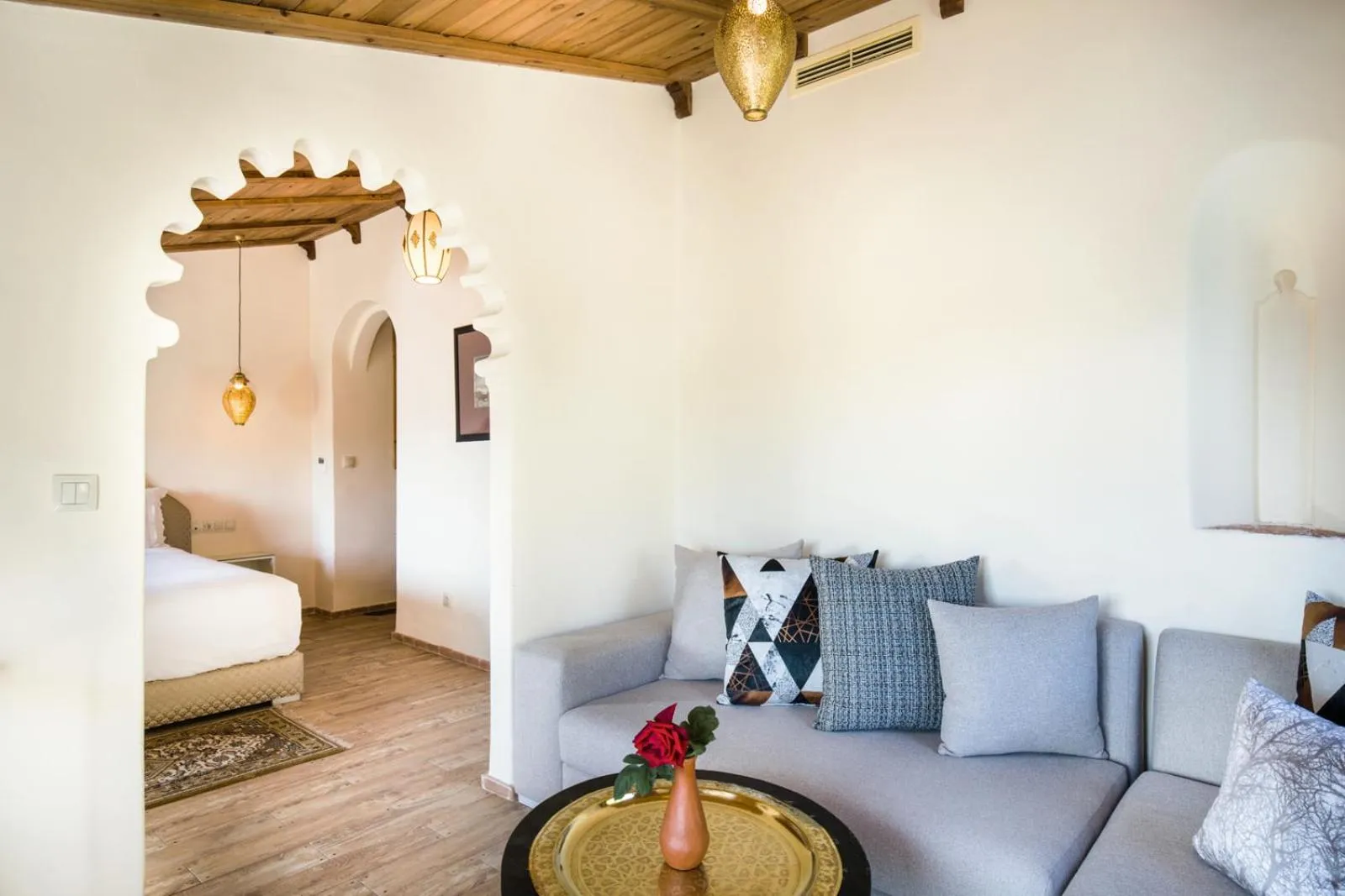 Seating area, Bed in Dar Echchaouen Maison d'Hôtes & Riad