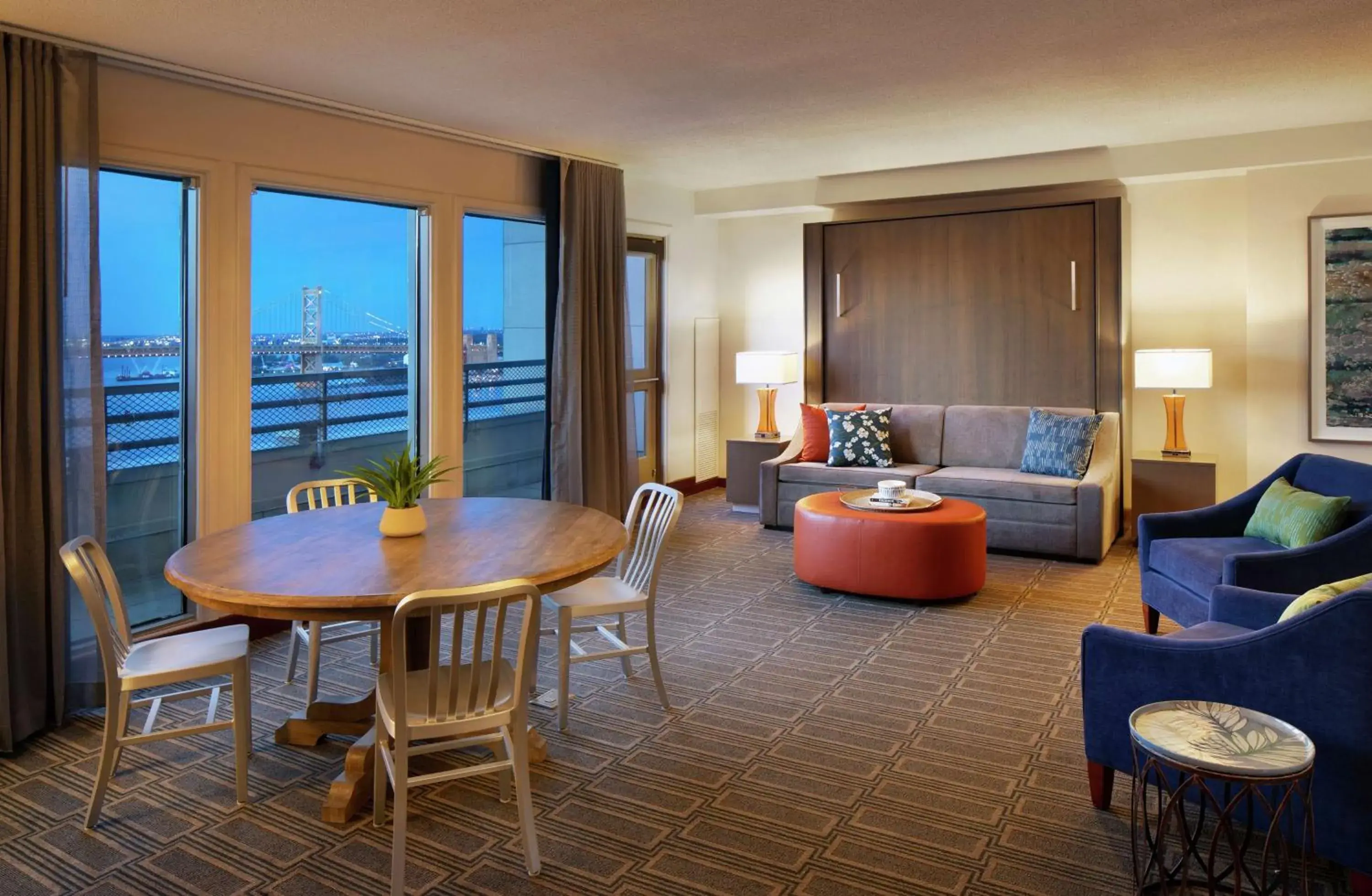 Living room in Hilton Philadelphia at Penn's Landing Living room in Hilton Philadelphia at Penn's Landing
