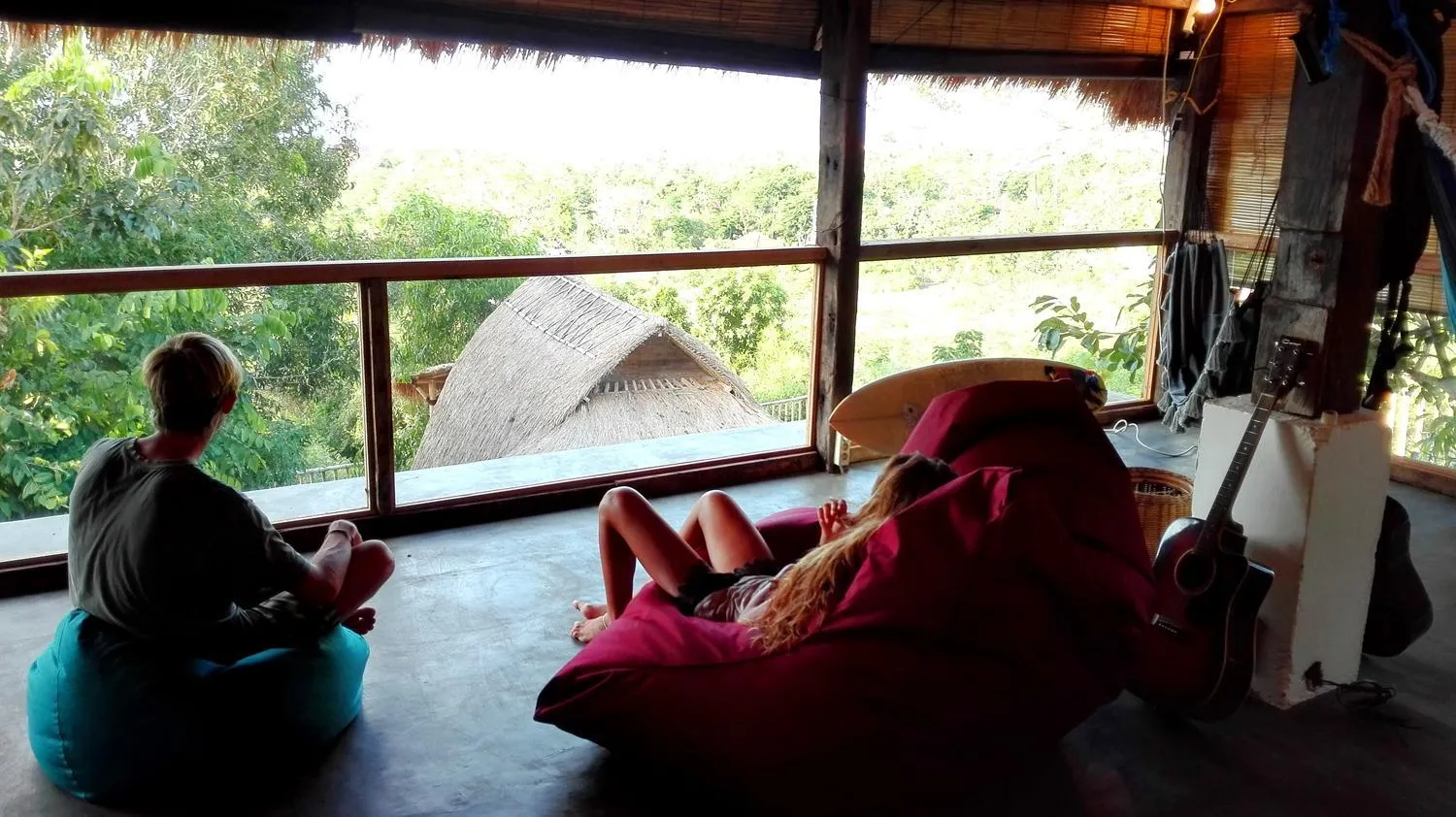 Communal lounge/ TV room in Vertical House Bali
