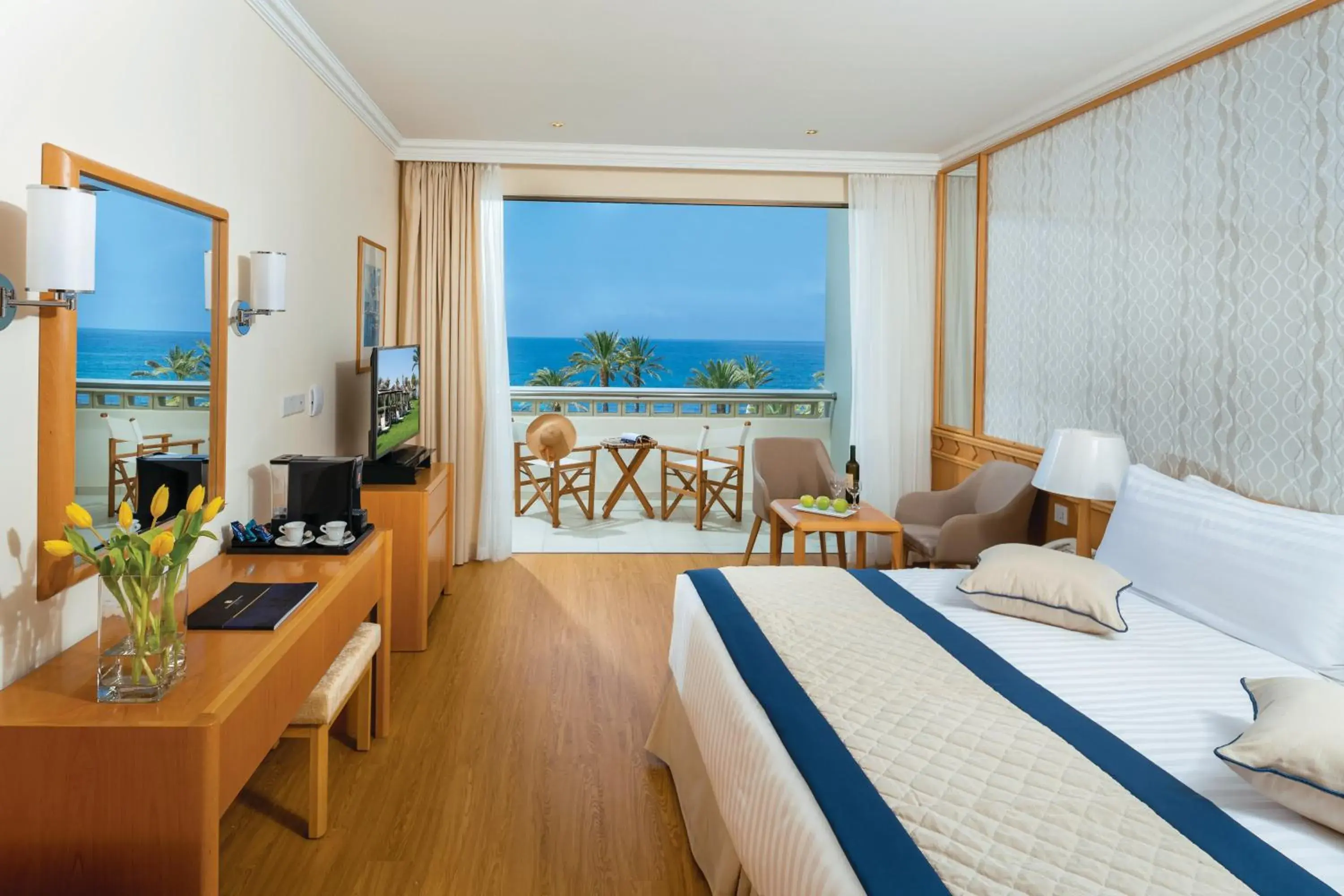 Bedroom, Bed in Constantinou Bros Athena Beach Hotel Bedroom, Bed in Constantinou Bros Athena Beach Hotel