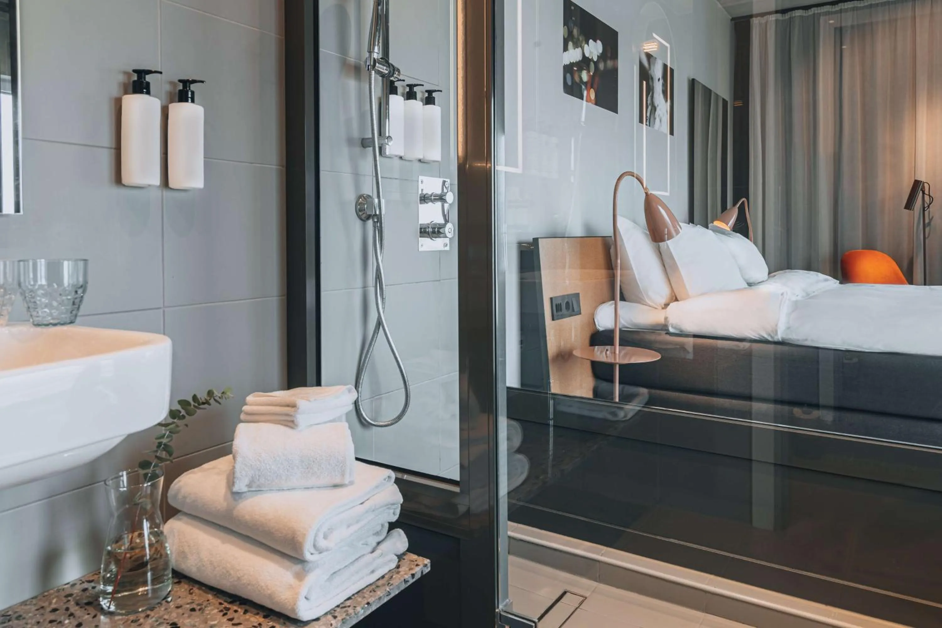 Bathroom, Bed in STORY HOTEL MALMO, in JdV by Hyatt