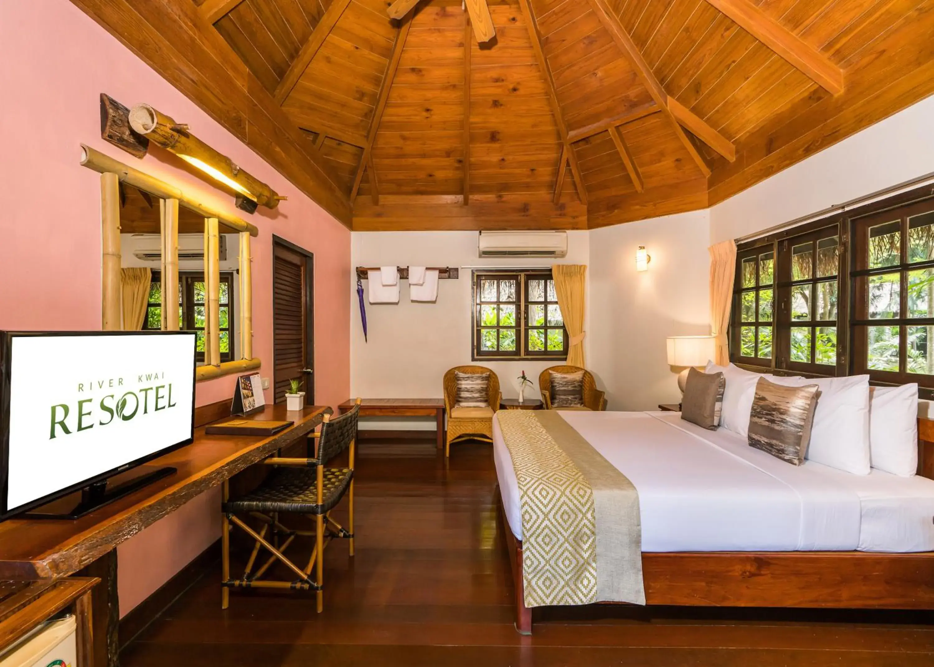 TV and multimedia, Bed in River Kwai Resotel TV and multimedia, Bed in River Kwai Resotel