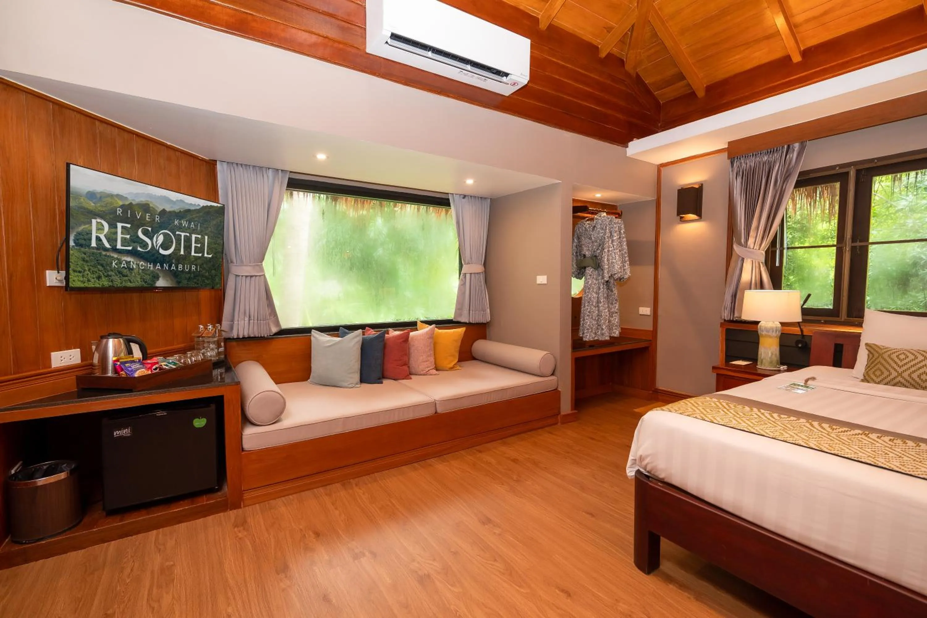 View (from property/room), Bed in River Kwai Resotel