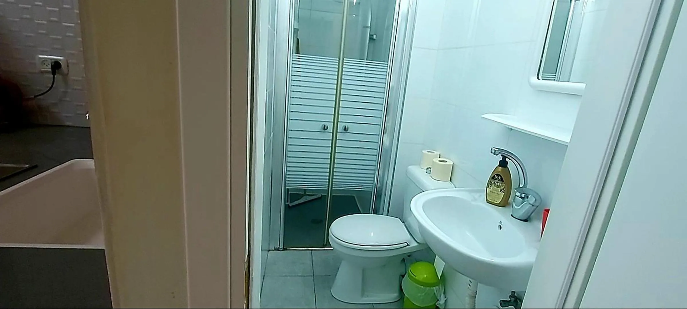 Shower in Beachfront Studio Apartment Bat Yam 412