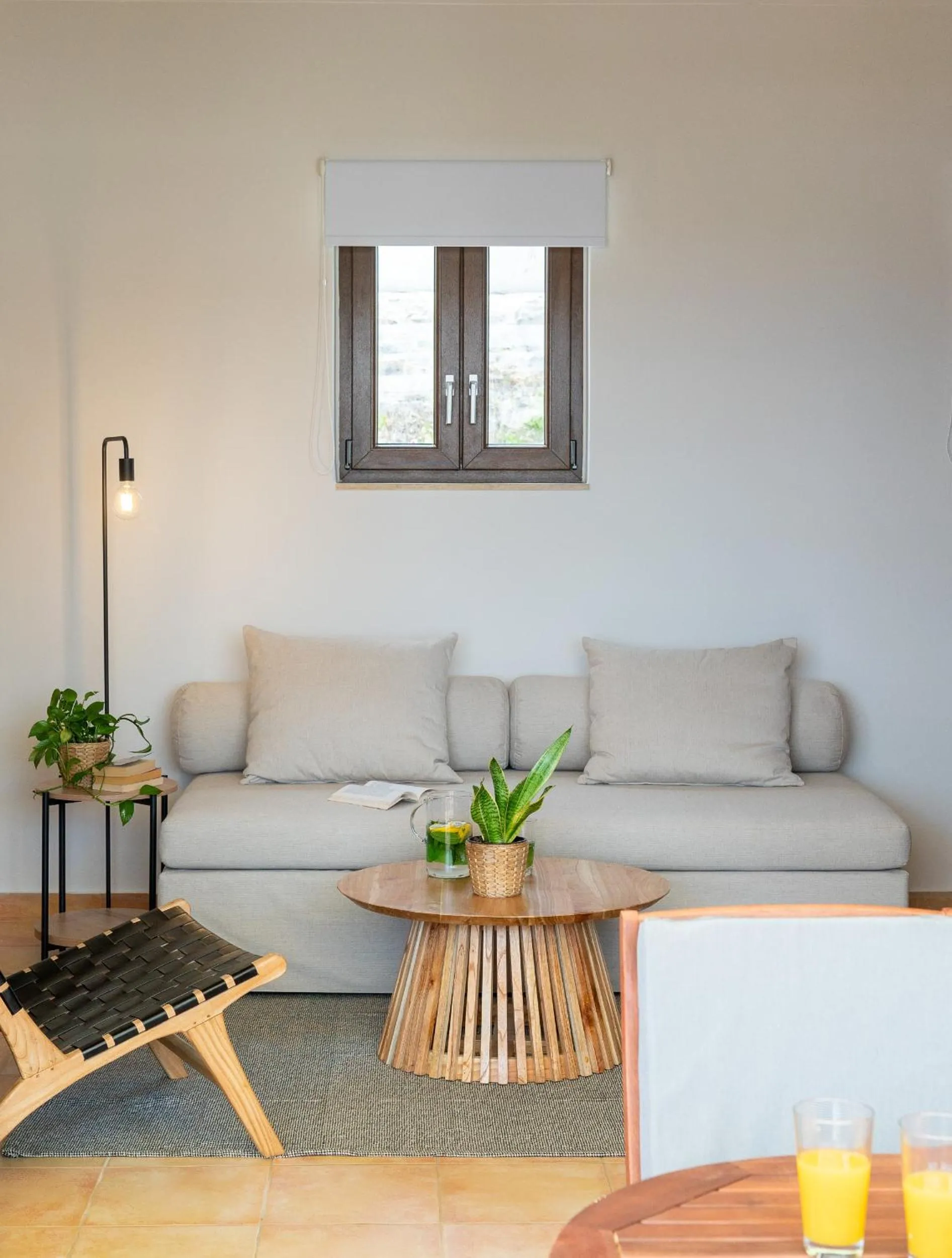 Seating area in Syra Suites