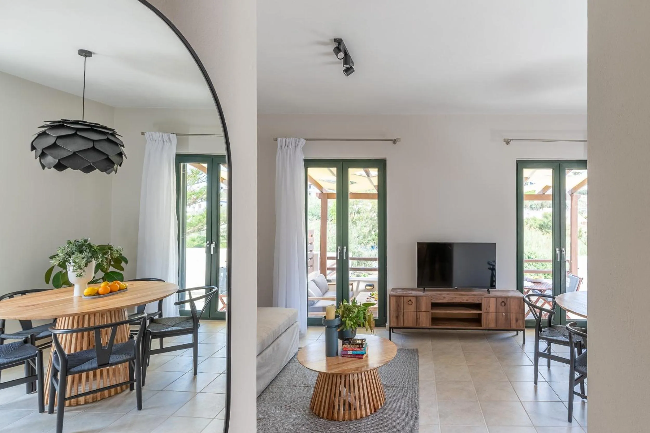 Seating area in Syra Suites