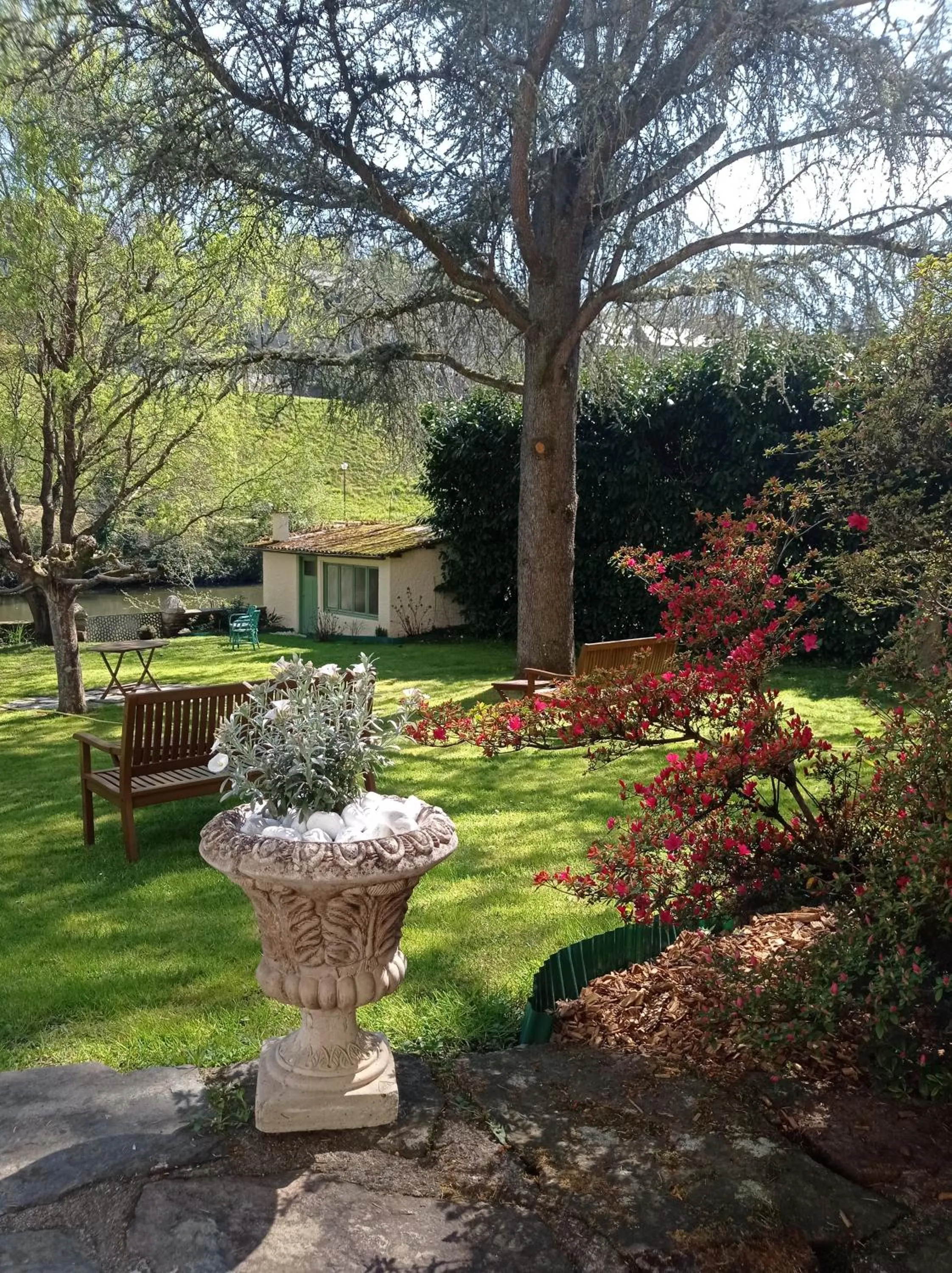 Garden view in Logis Hôtel AMBROISE