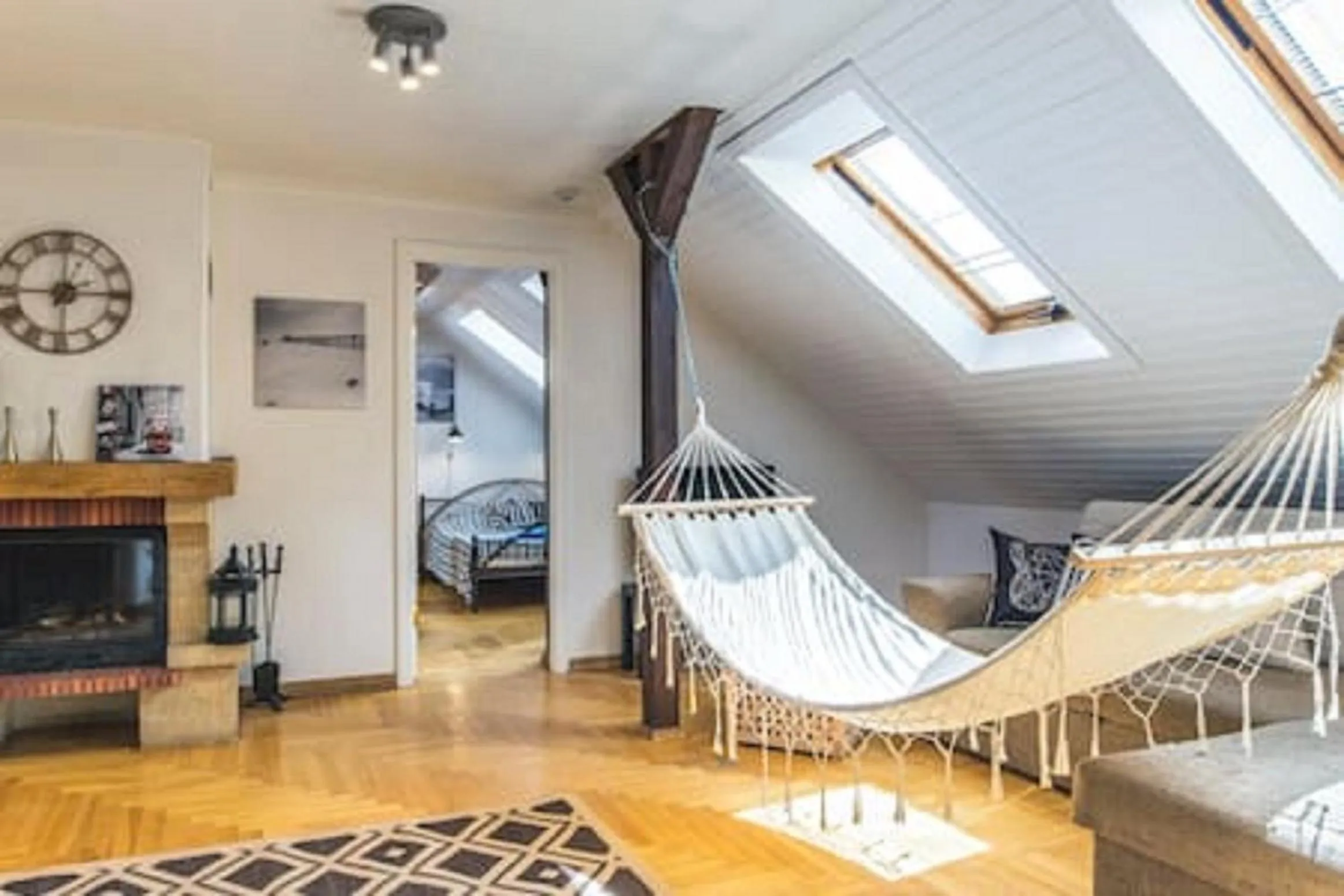 Seating area, Bed in Old Riga Romantic Loft