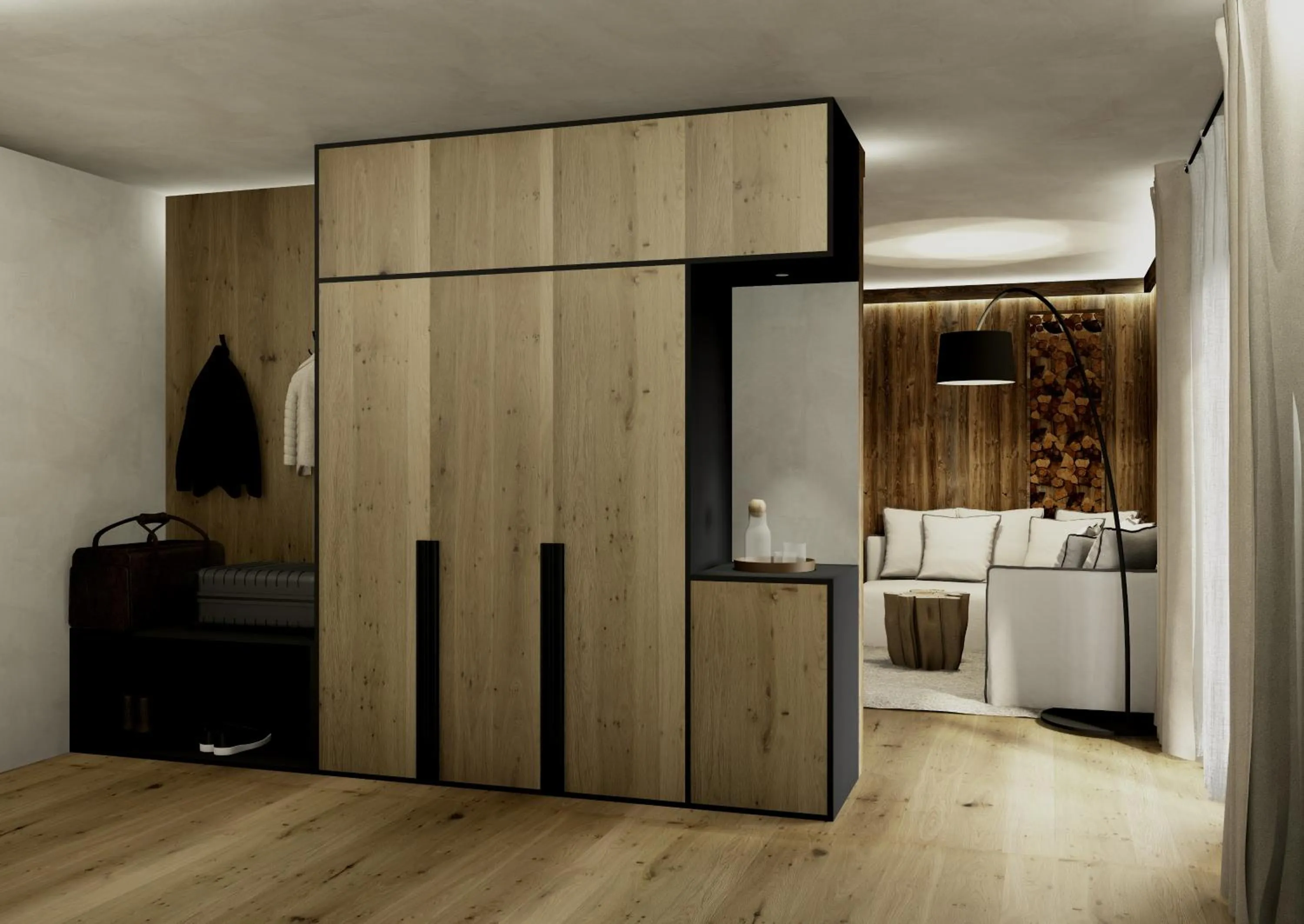 Living room, Bed in Paradise Lodge