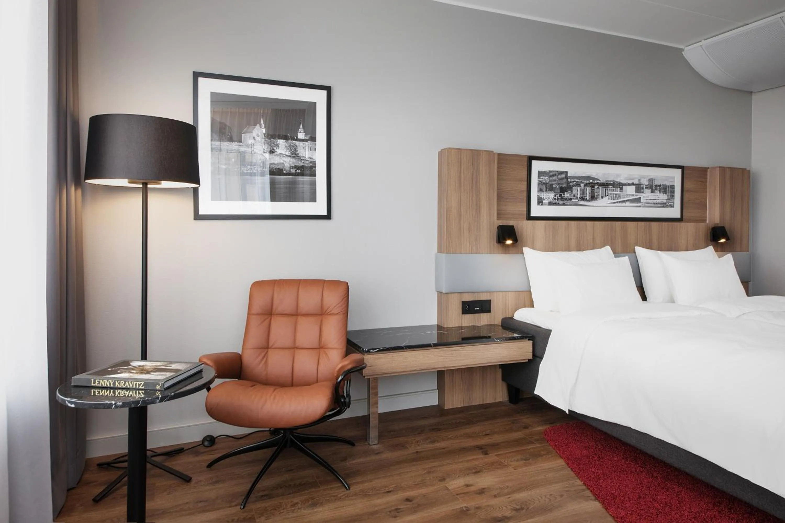 Seating area, Bed in Radisson Blu Hotel Nydalen, Oslo