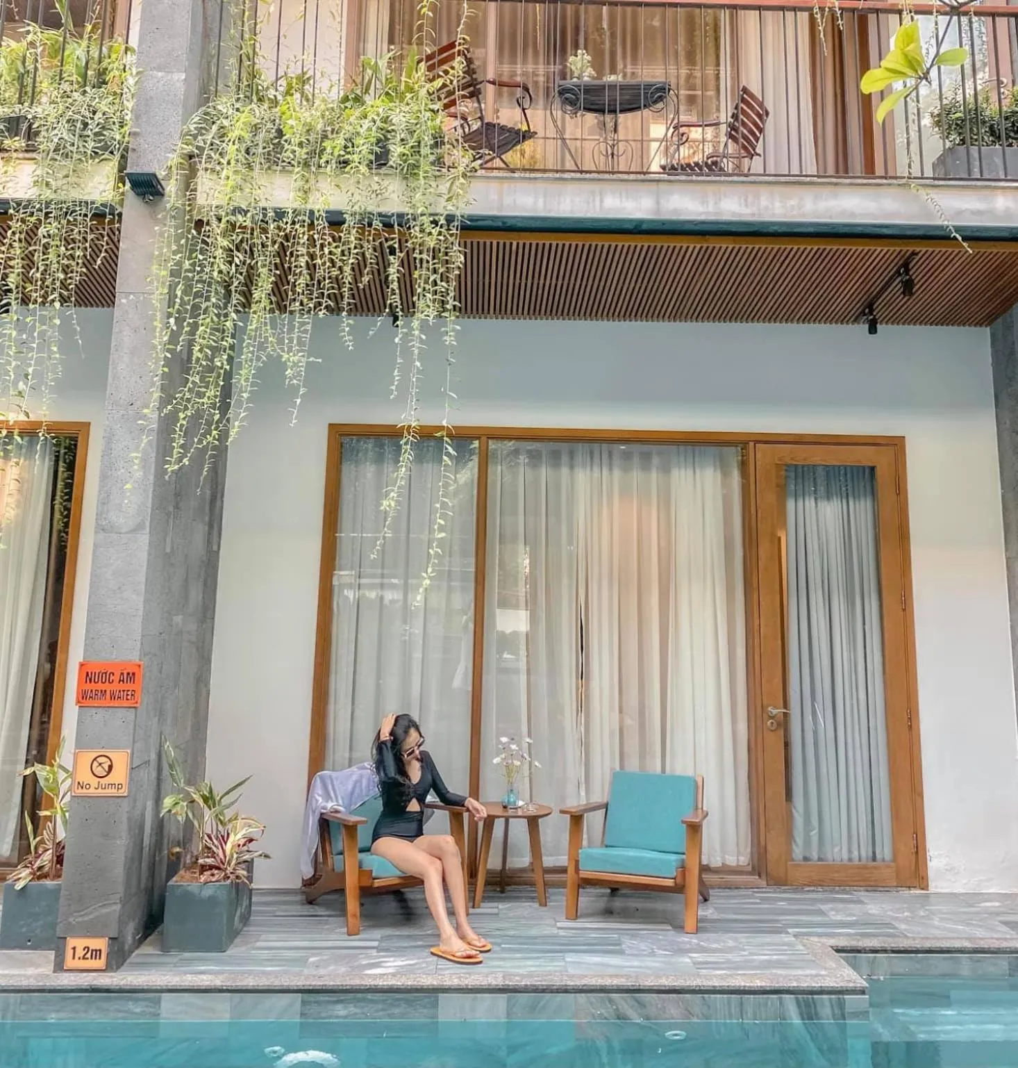 Pool view in Tam House Villa Hotel