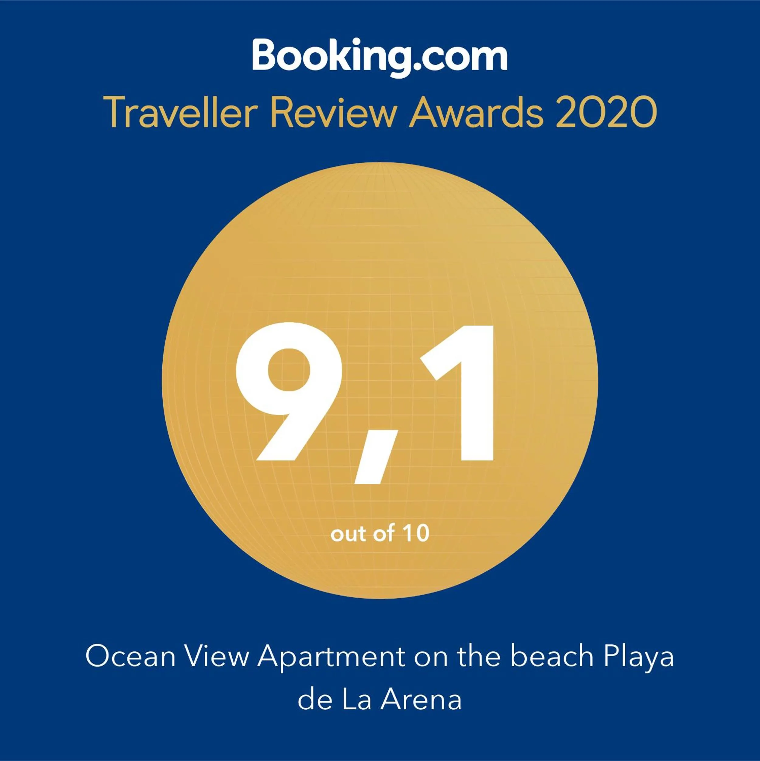 Certificate/Award in Ocean View Apartment at the beach Playa de La Arena