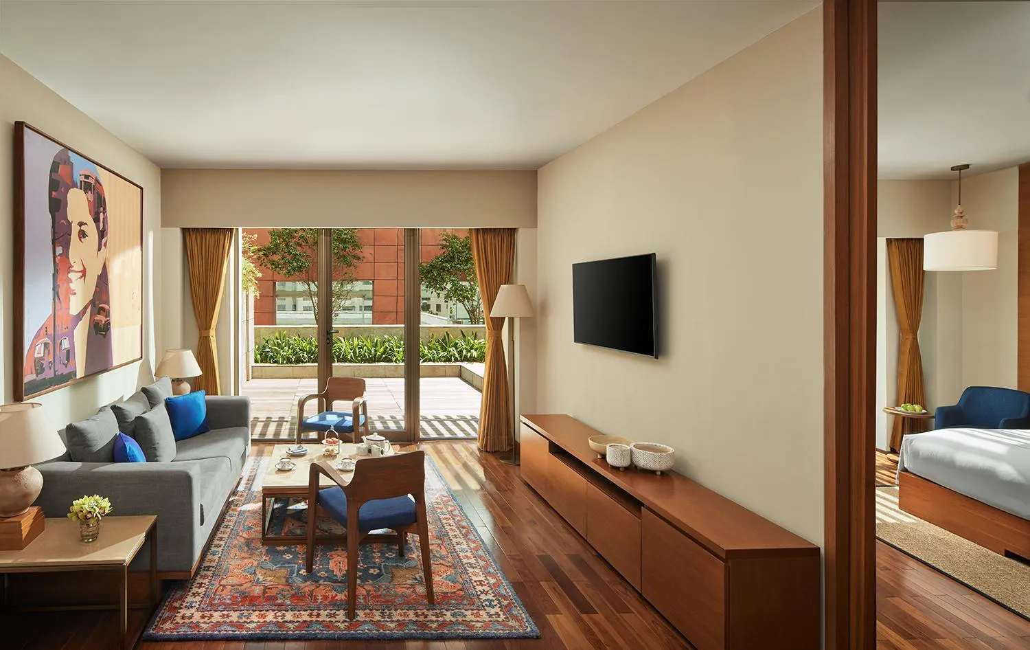 Living room, Bed in Taj City Centre New Town, Kolkata