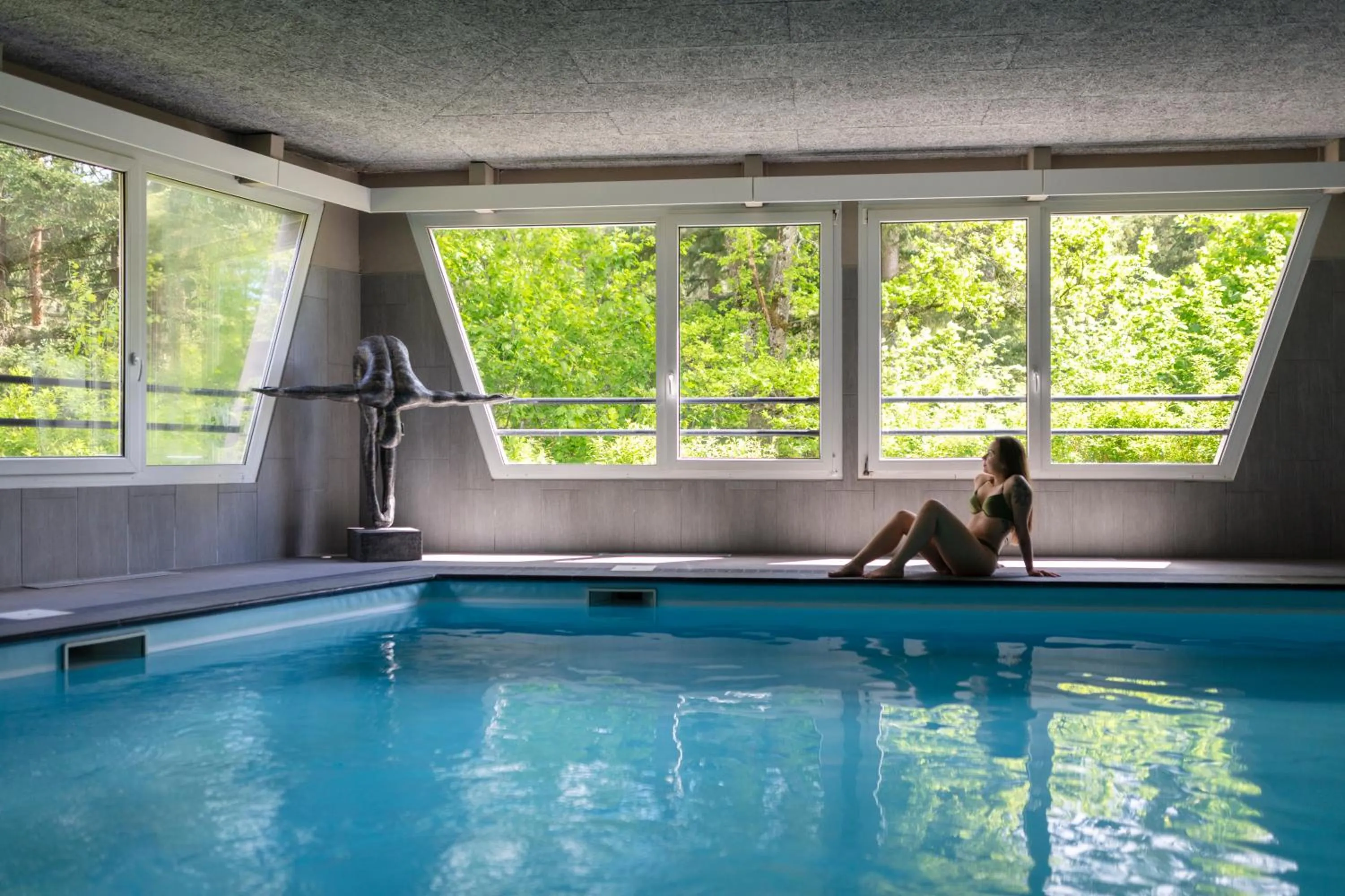 Swimming pool in Hôtel Restaurant La Vallée Noble, proche Eguisheim Colmar