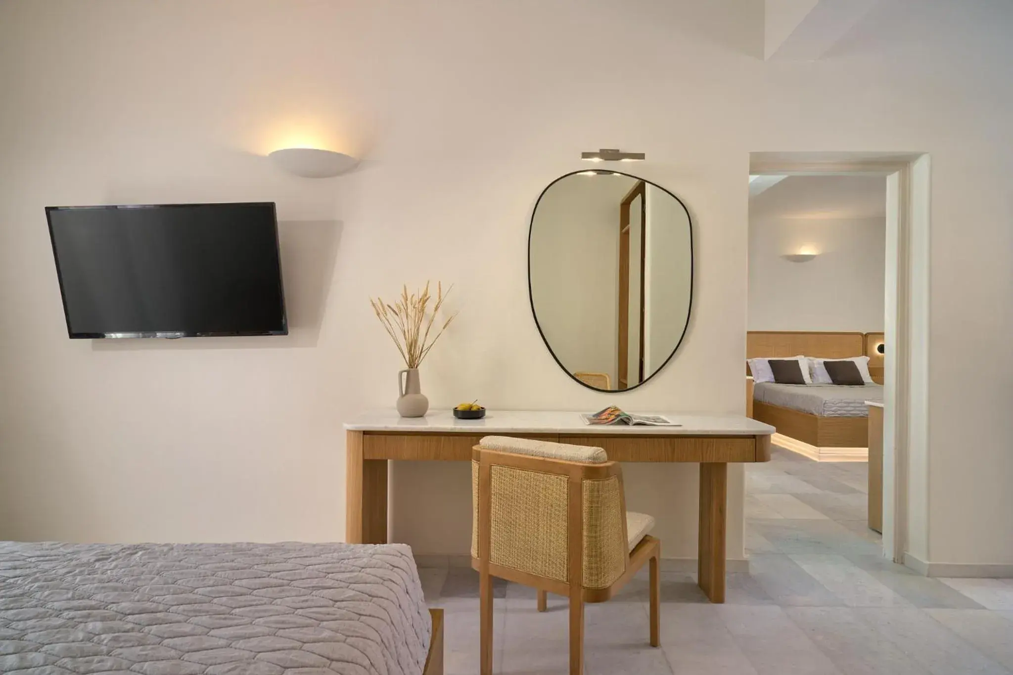 Bed in Ios Palace Hotel & Spa Bed in Ios Palace Hotel & Spa