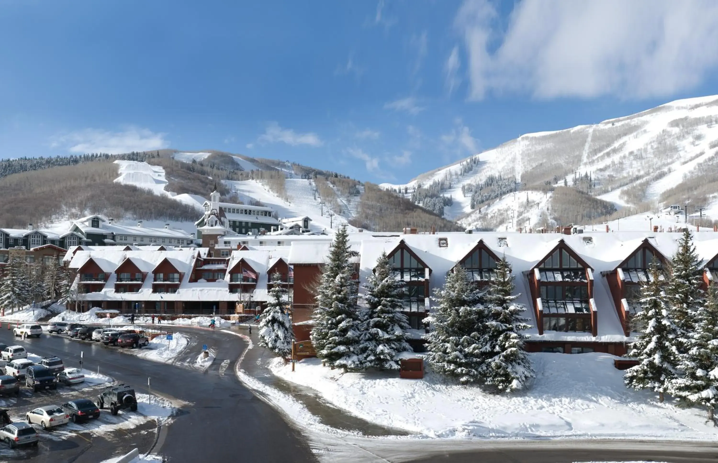 Facade/entrance, Winter in The Lodge at the Mountain Village