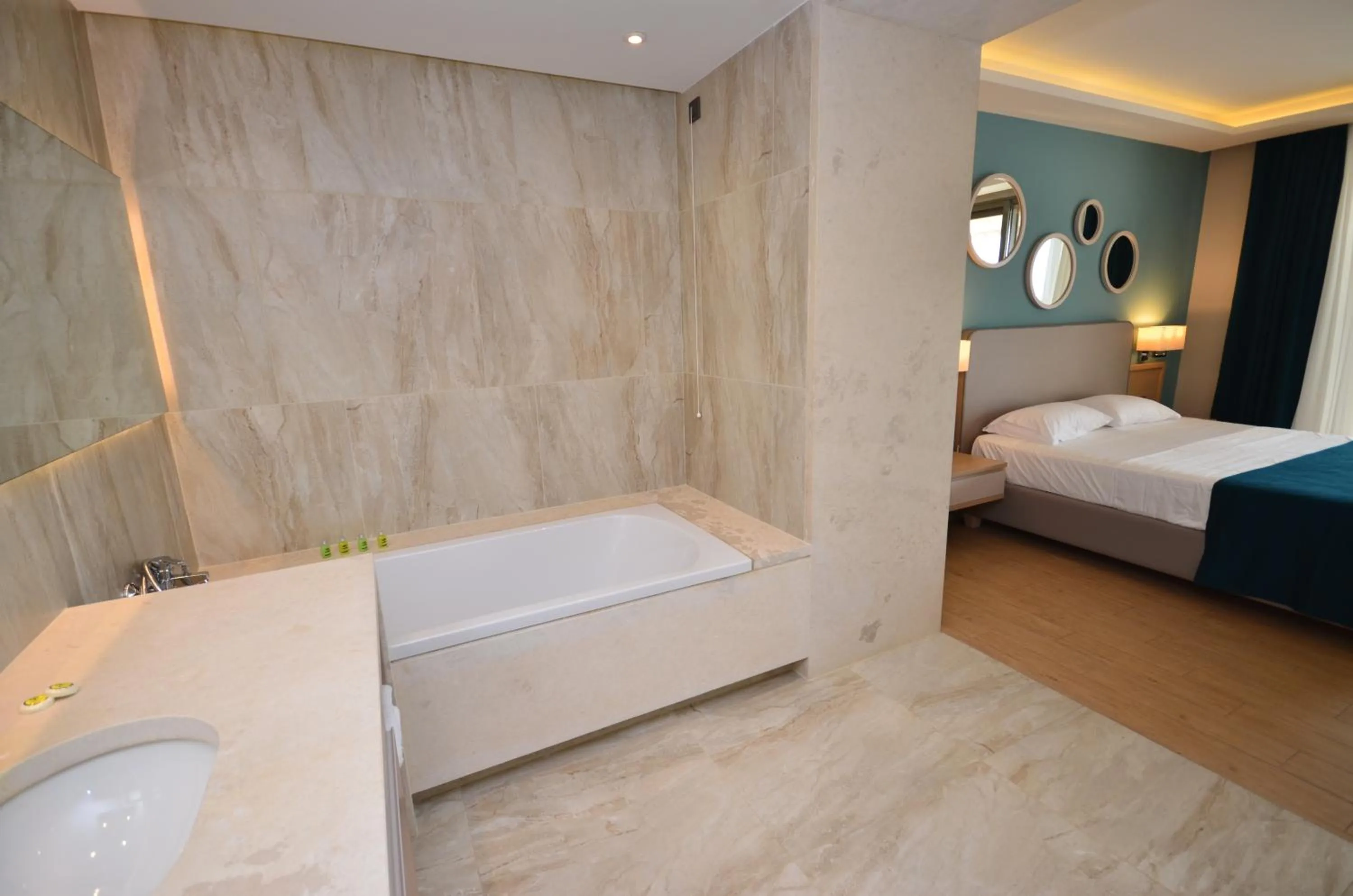 Bathroom, Bed in Almyros Beach