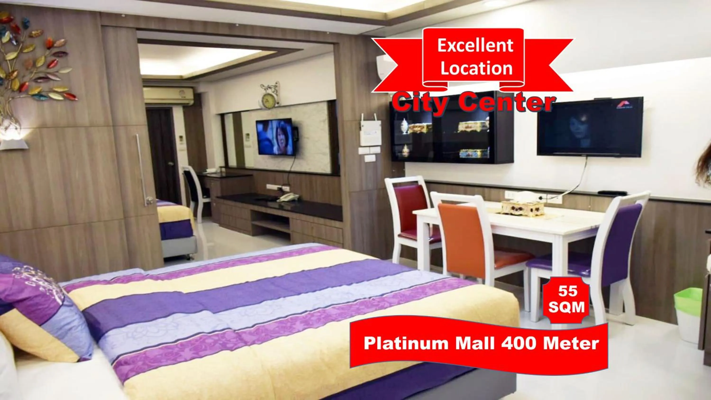 Bed in Family Suite Room Pratunam