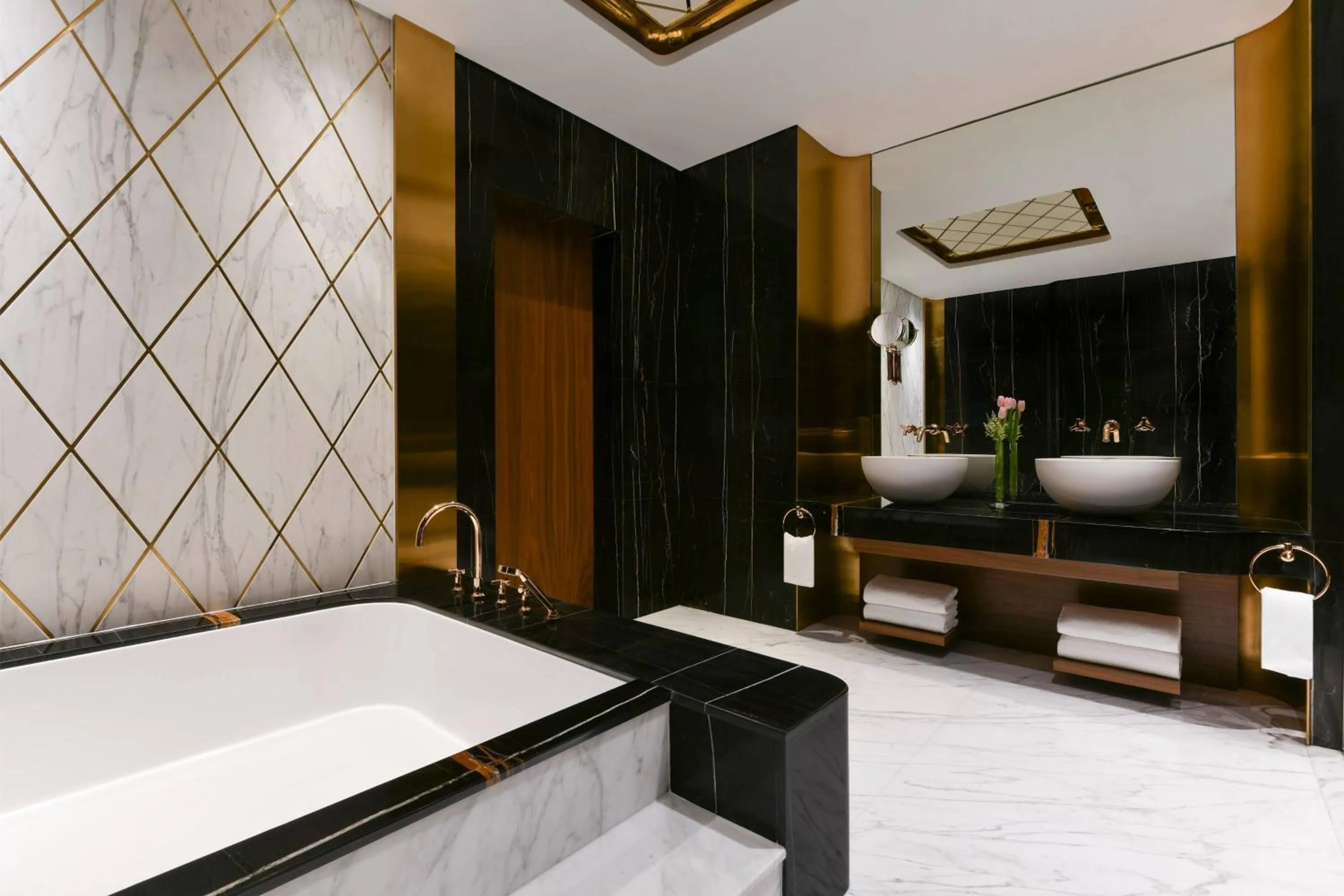 Bathroom, Bed in The Ritz-Carlton, Doha