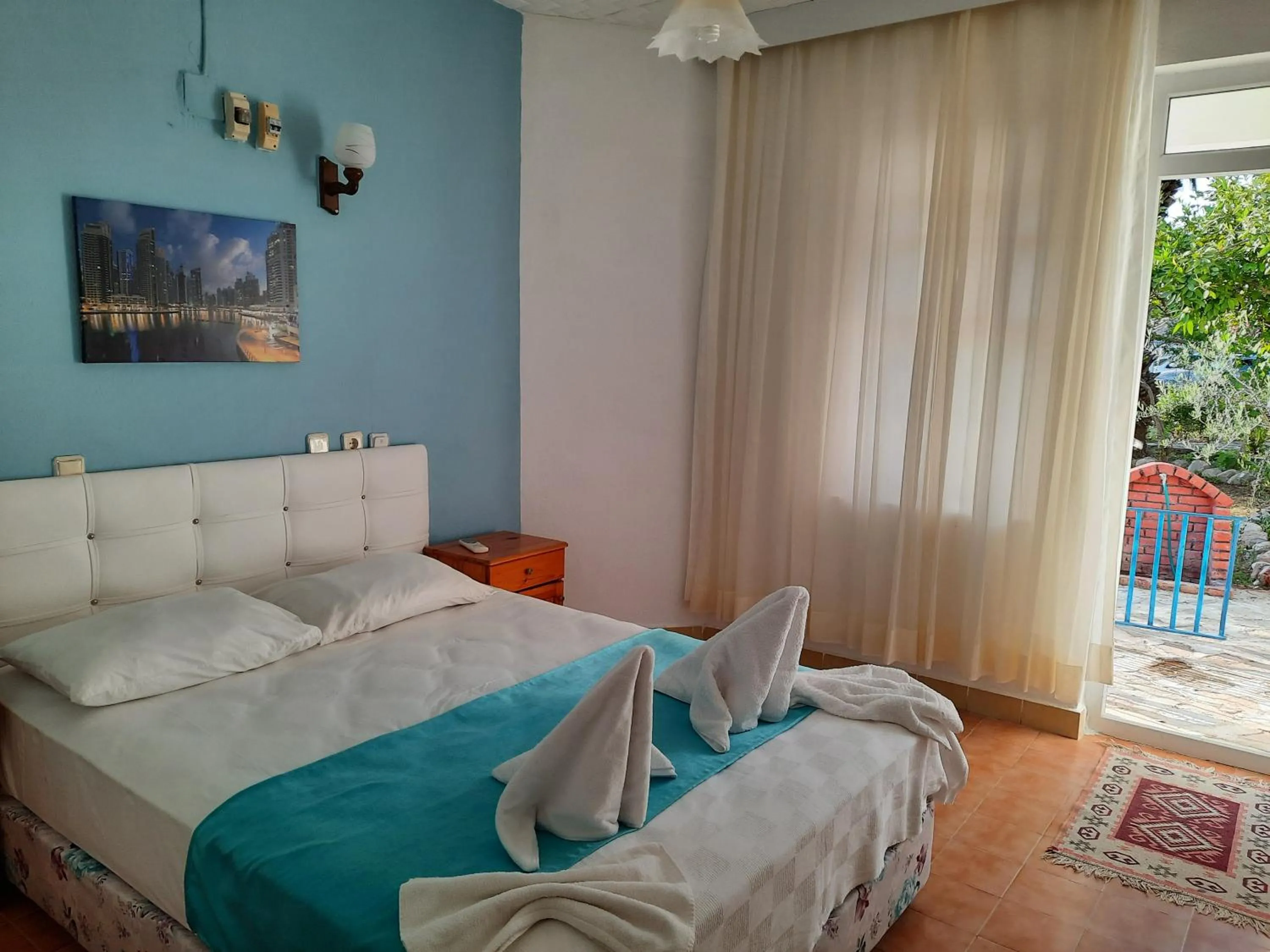 Bed in Adrasan Maviay Hotel
