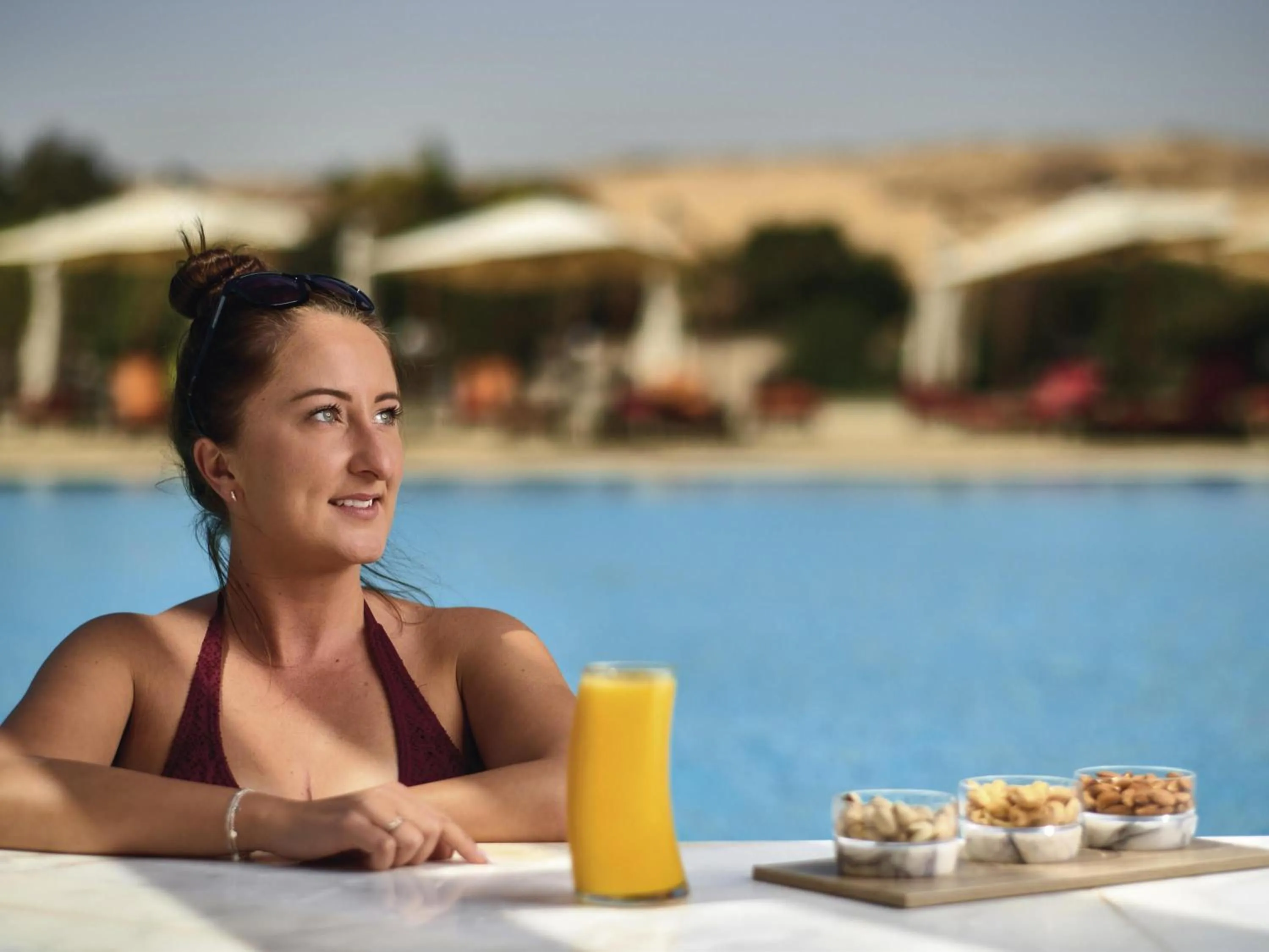 Pool view in Mövenpick Resort Aswan